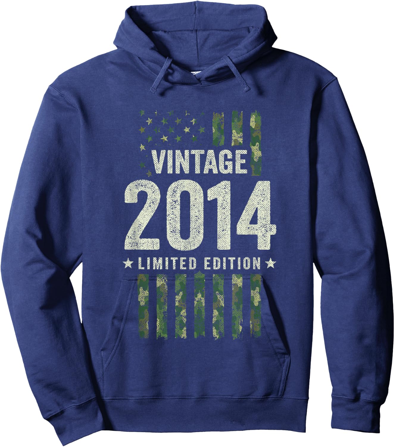 Vintage 2014 - Military Camo American Flag - Birthday 2014 Hoodie - Hoodie | Navy