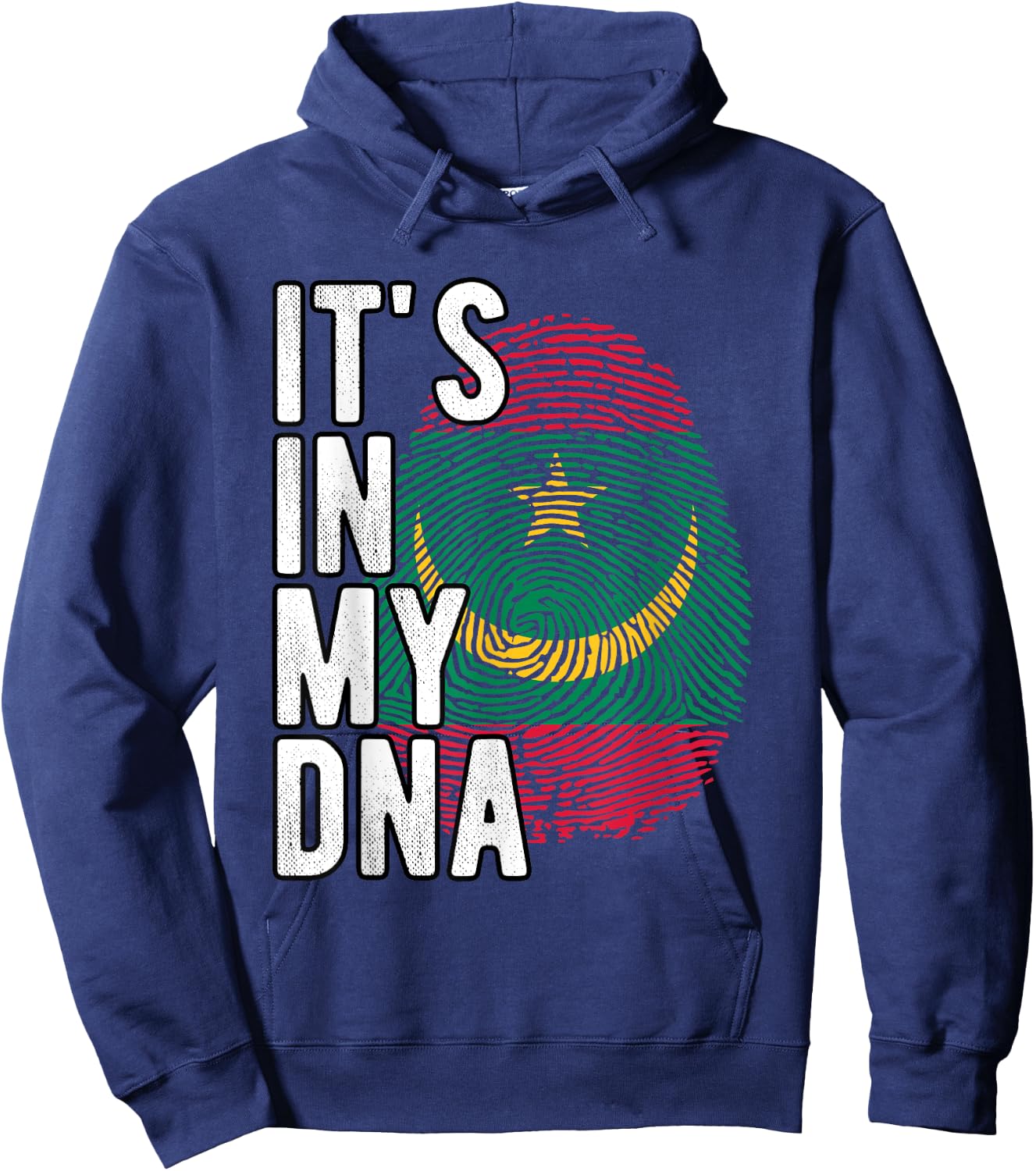 Funny it's in my DNA Mauritania flag Fingerprint Hoodie - Hoodie | Navy