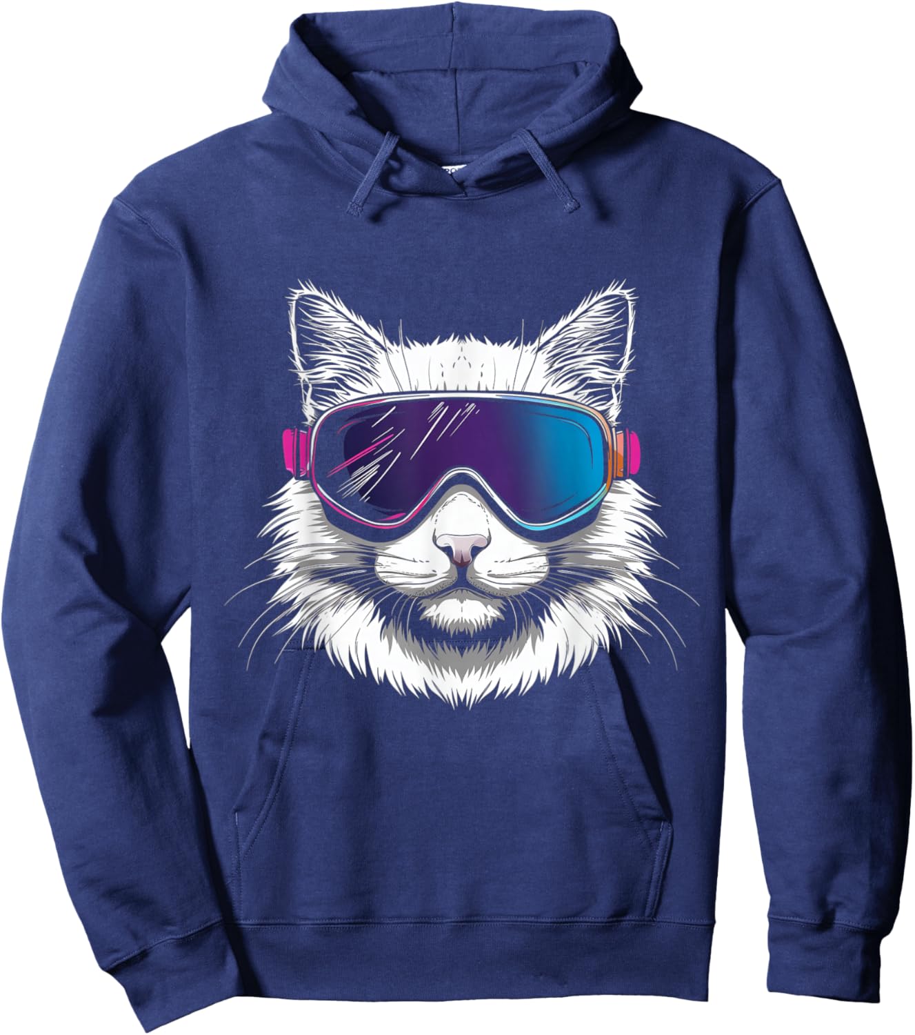Ski Snowboard Cat Goggles Winter Sports Snowboarder Skiing Hoodie - Hoodie | Navy
