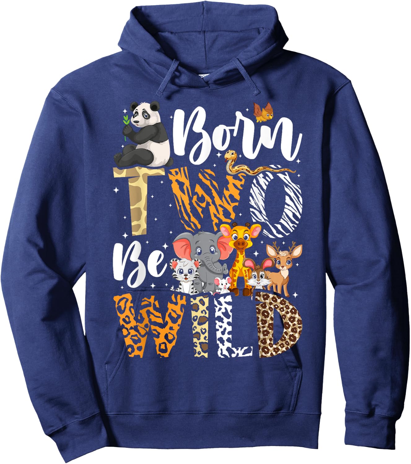 Born 2 Be Wild Birthday Decorations Girl Boy Baby Lion 2nd Hoodie - Hoodie | Navy