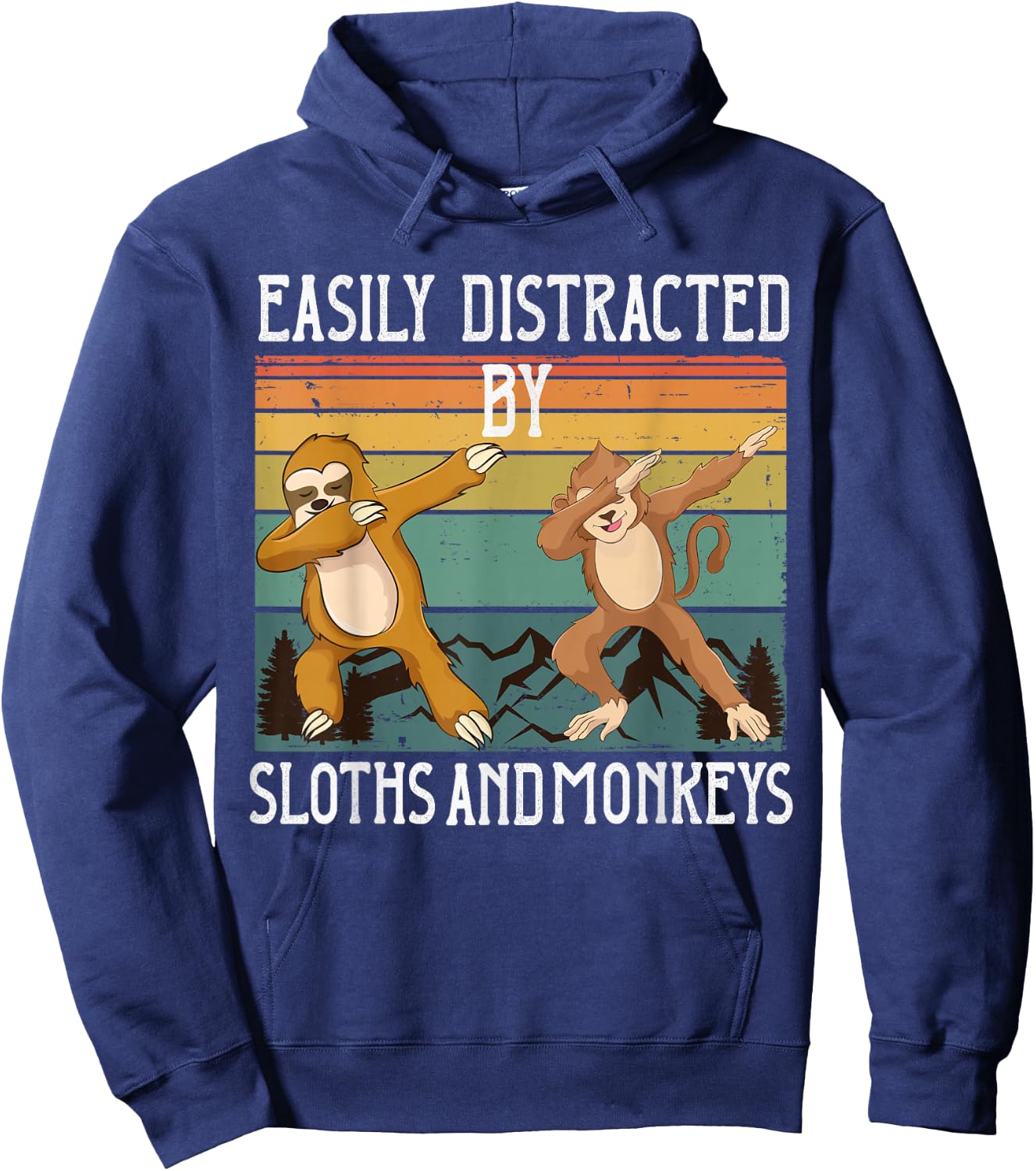 Easily Distracted By Sloths and Monkeys Shirt Dabbing Animal Hoodie - Hoodie | Navy