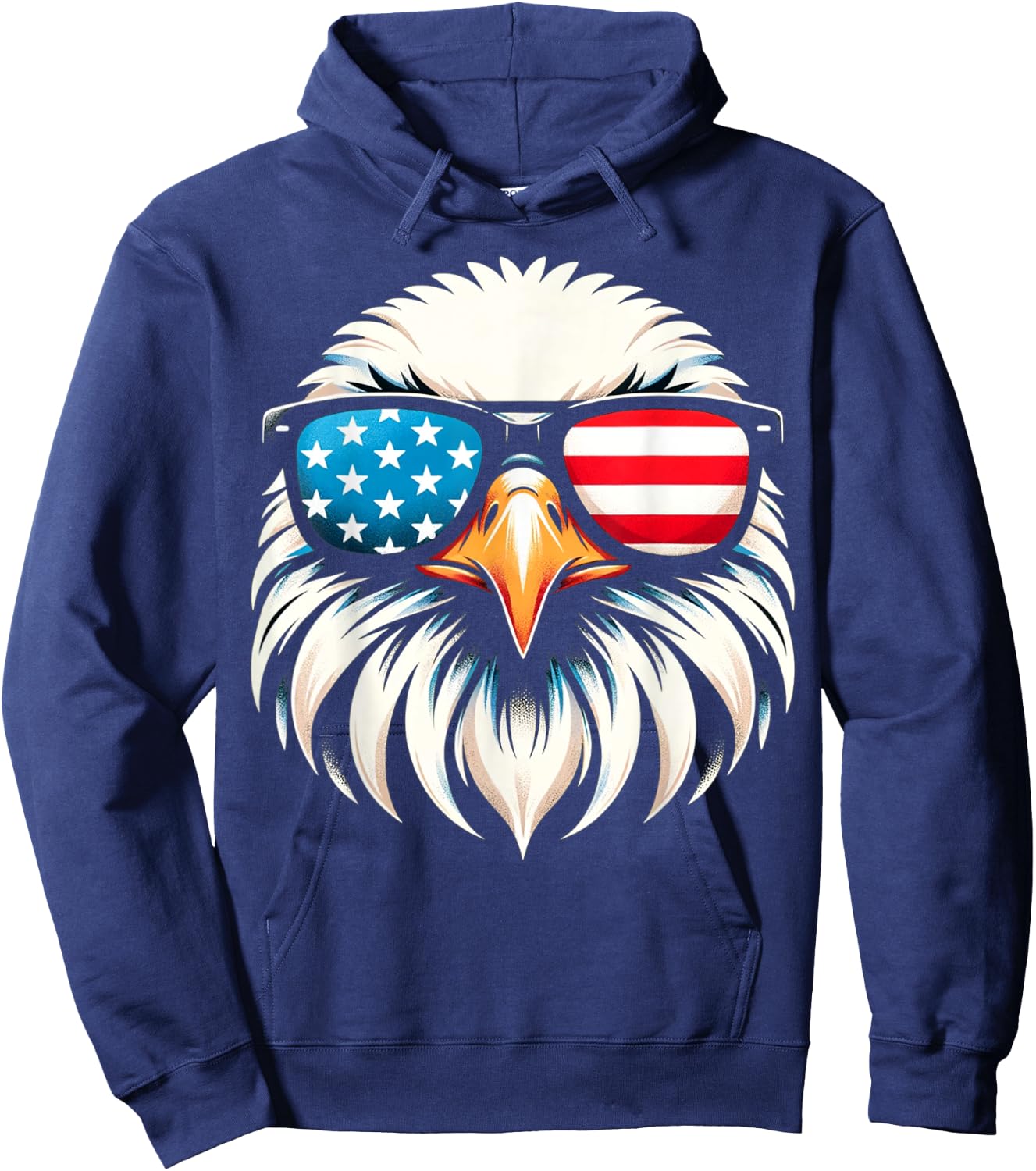 Patriotic Eagle Red White Blue USA Flag Eagle 4th of July Hoodie - Hoodie | Navy