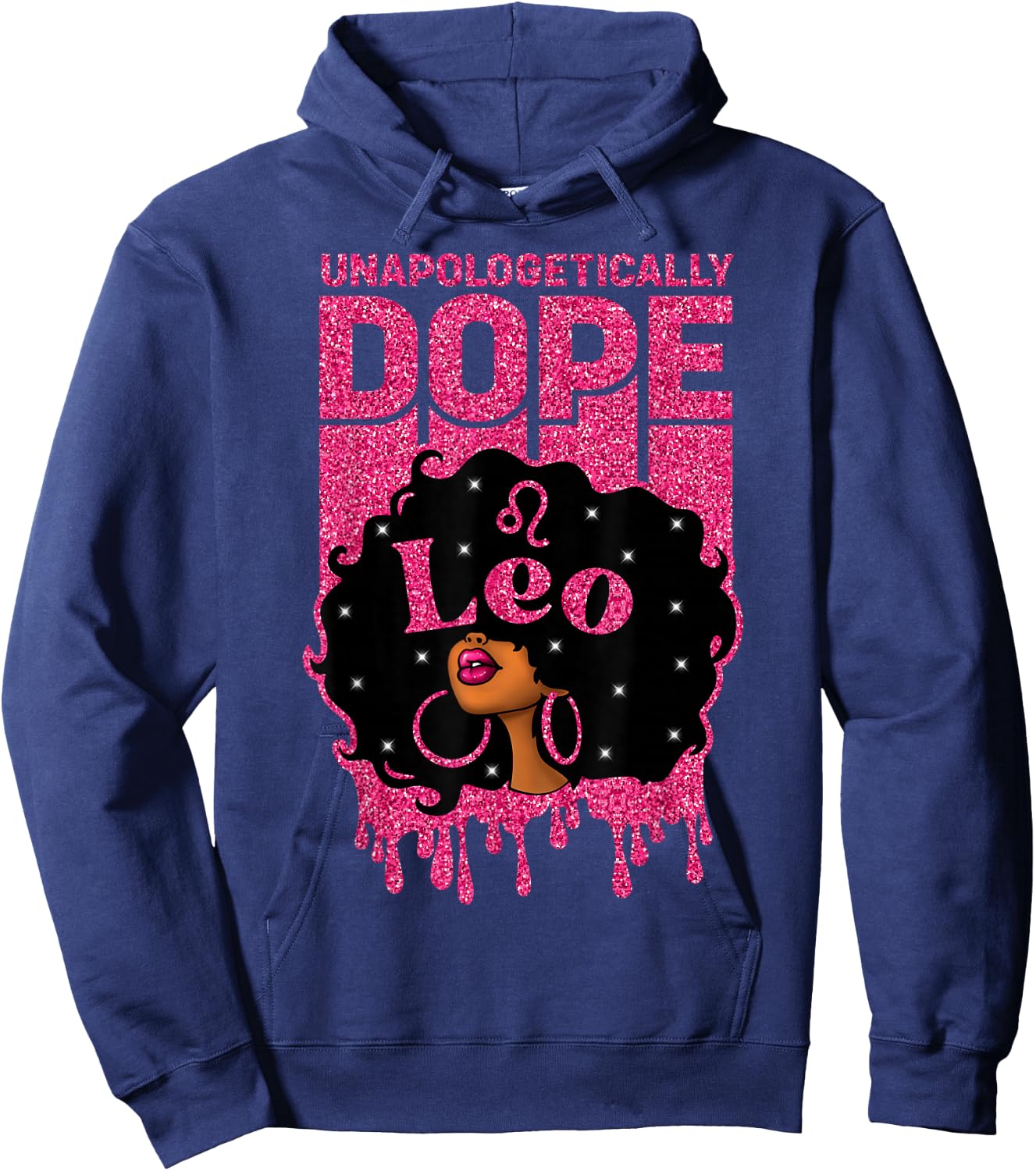 Unapologetically Dope Leo Afro Woman Zodiac Sign Hoodie - Hoodie | Navy