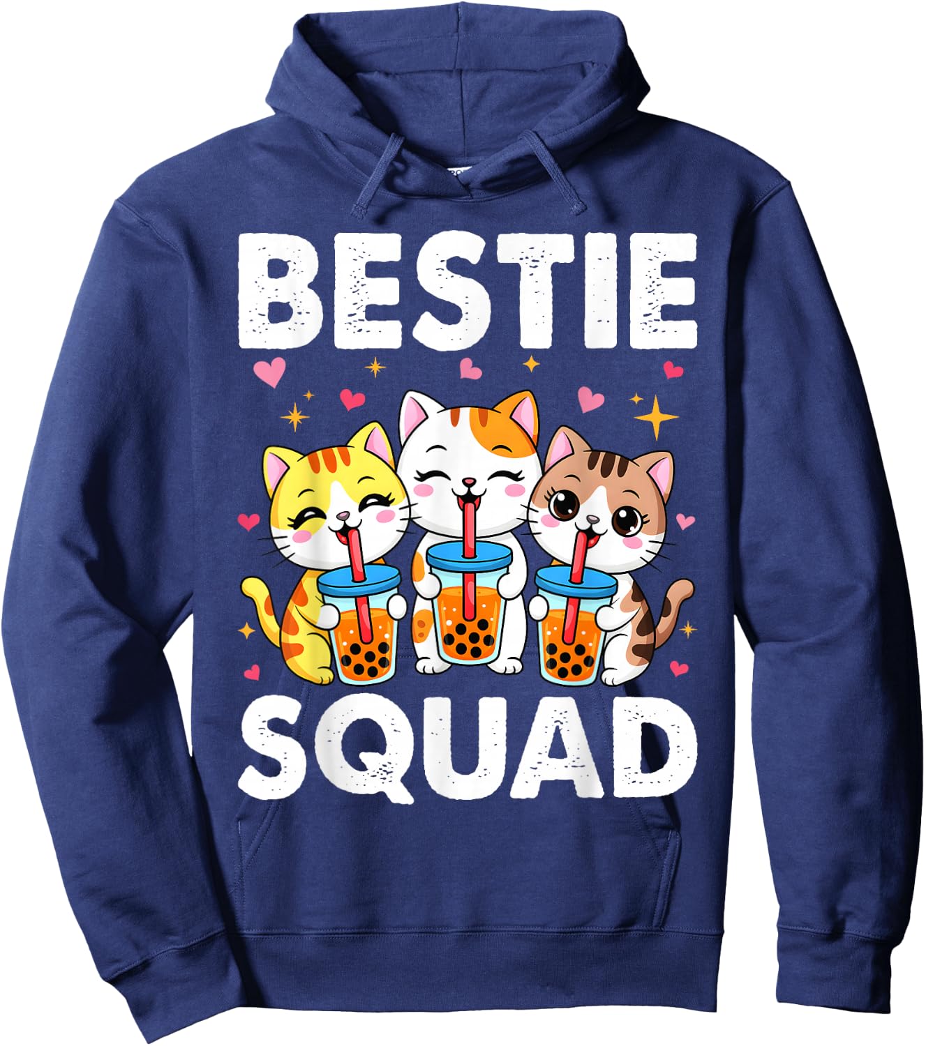 Bestie Squad Twinning Best Friend Matching Girls Twin Cats Hoodie - Hoodie | Navy