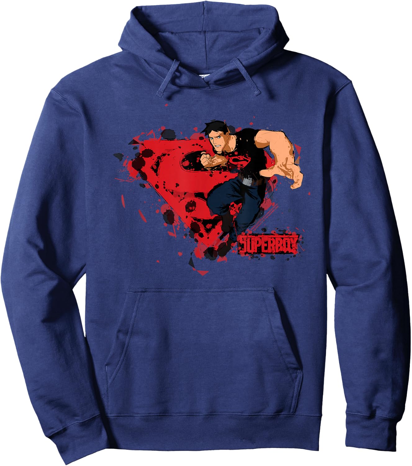 Young Justice Superboy Super Splatter Logo Hoodie - Hoodie | Navy