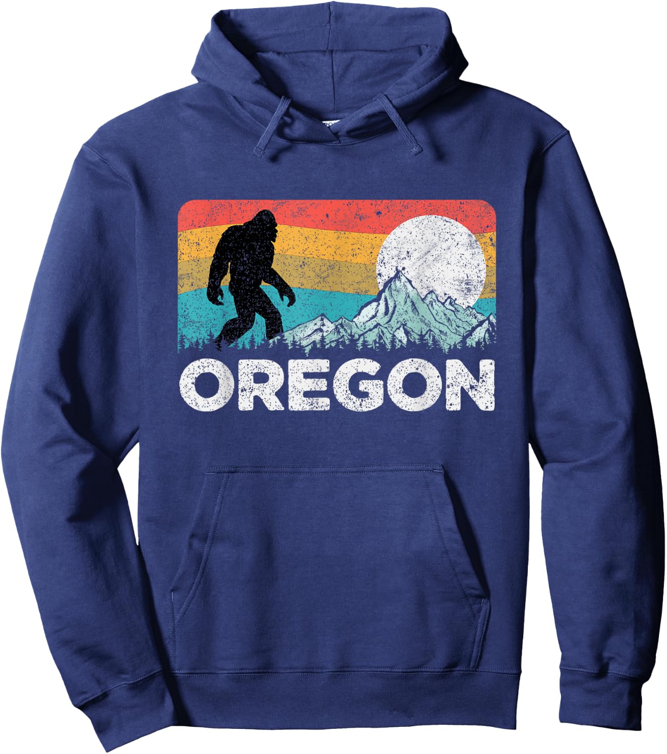 Oregon Pride Bigfoot Mountains 80's Vintage Nature Oregon Hoodie - Hoodie | Navy