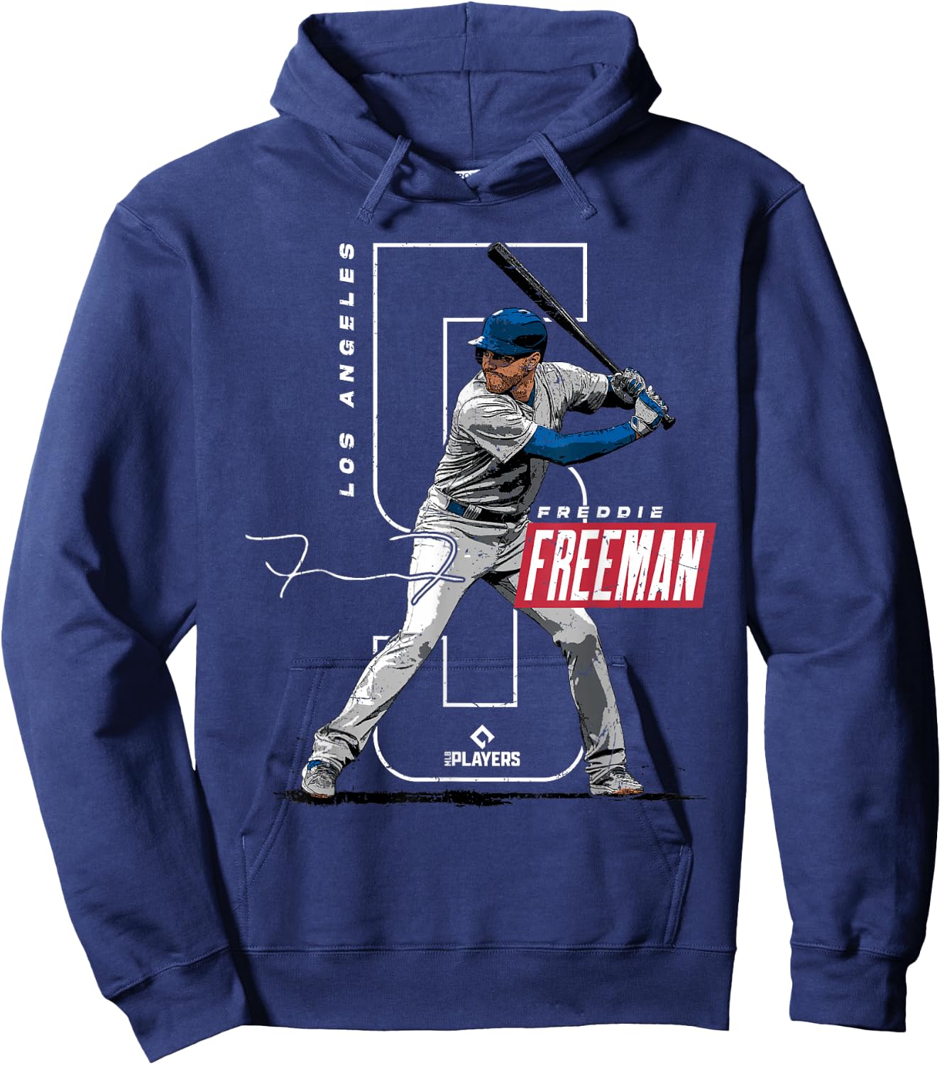 License Champs Freddie Freeman | Los Angeles Baseball Players | MLBFRE3002 , Small, Blue Hoodie - Hoodie | Navy