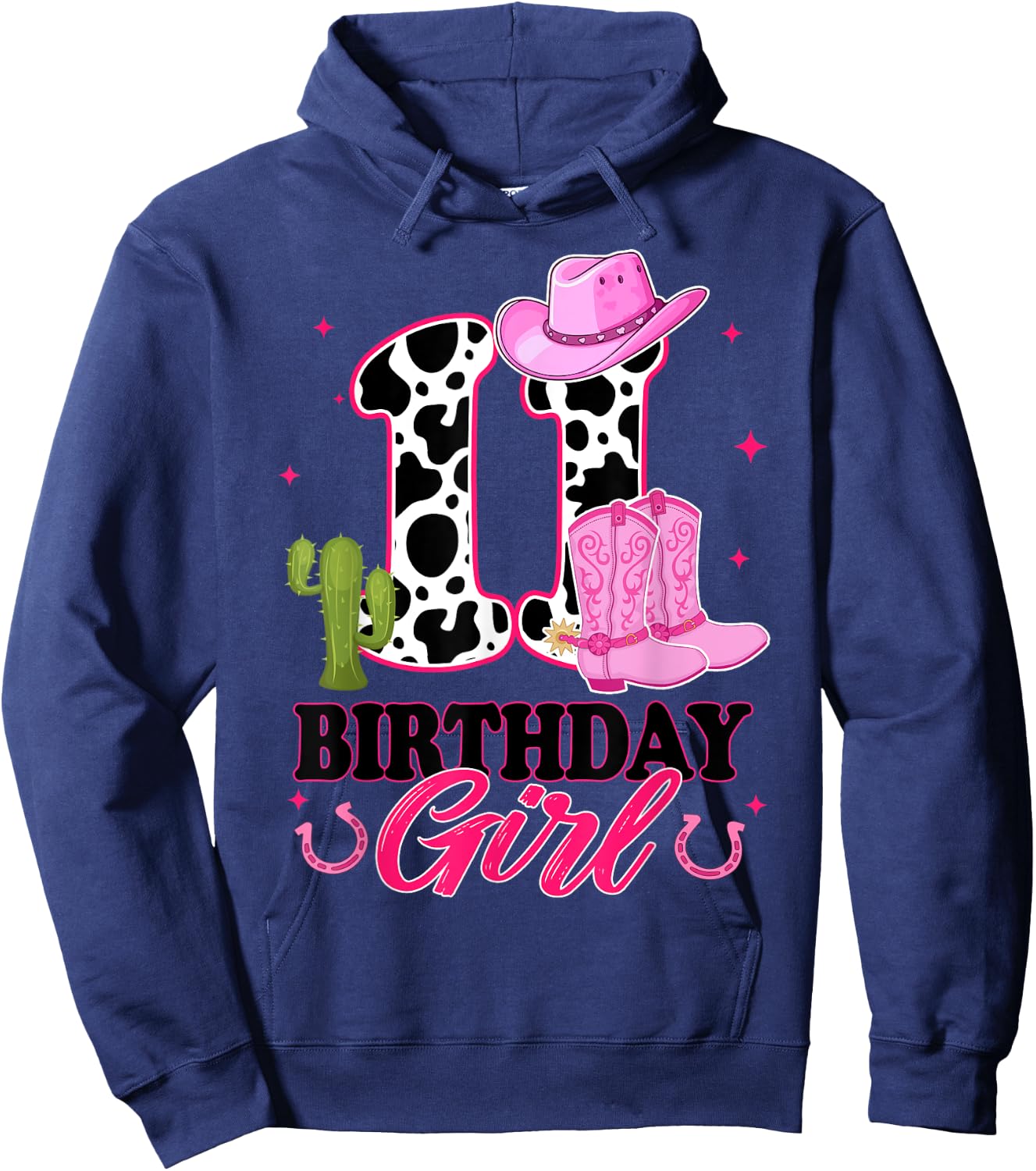 11th Birthday Girl Rodeo Western 11 Year Old Cowgirl Hoodie - Hoodie | Navy