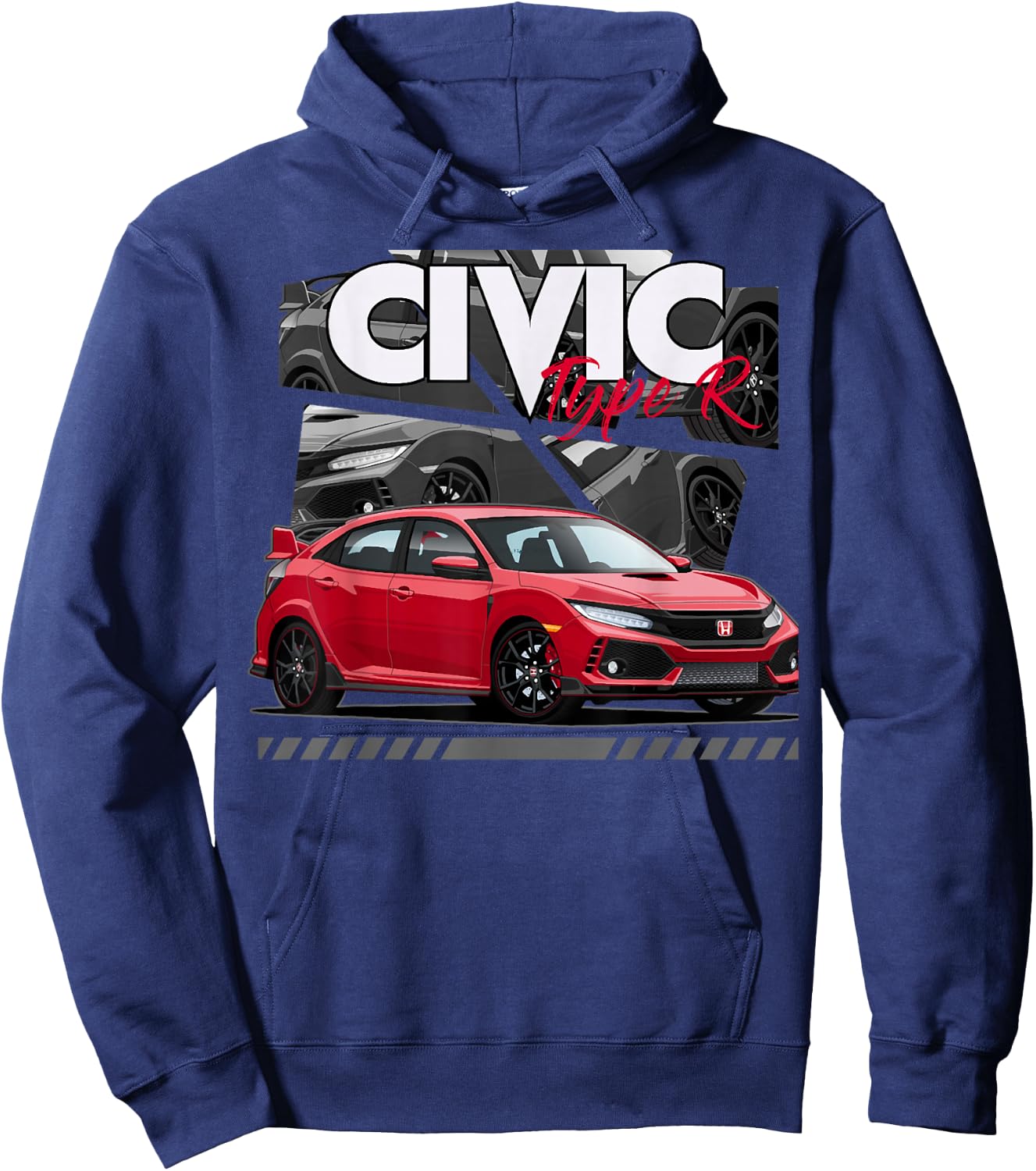 Civic Type R FK8 Japanese Car , Small, Black Hoodie - Hoodie | Navy