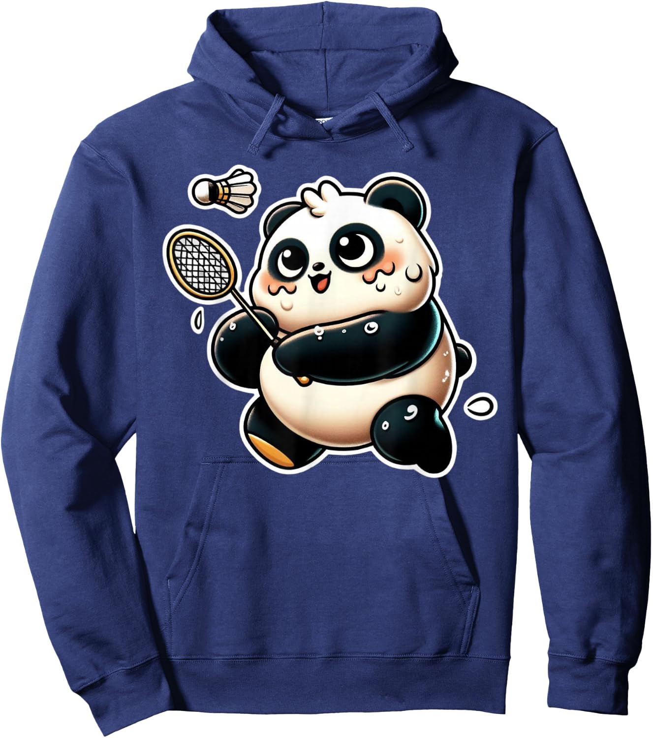 Funny Panda Playing Badminton Cute Sporty Exercise Hoodie - Hoodie | Navy