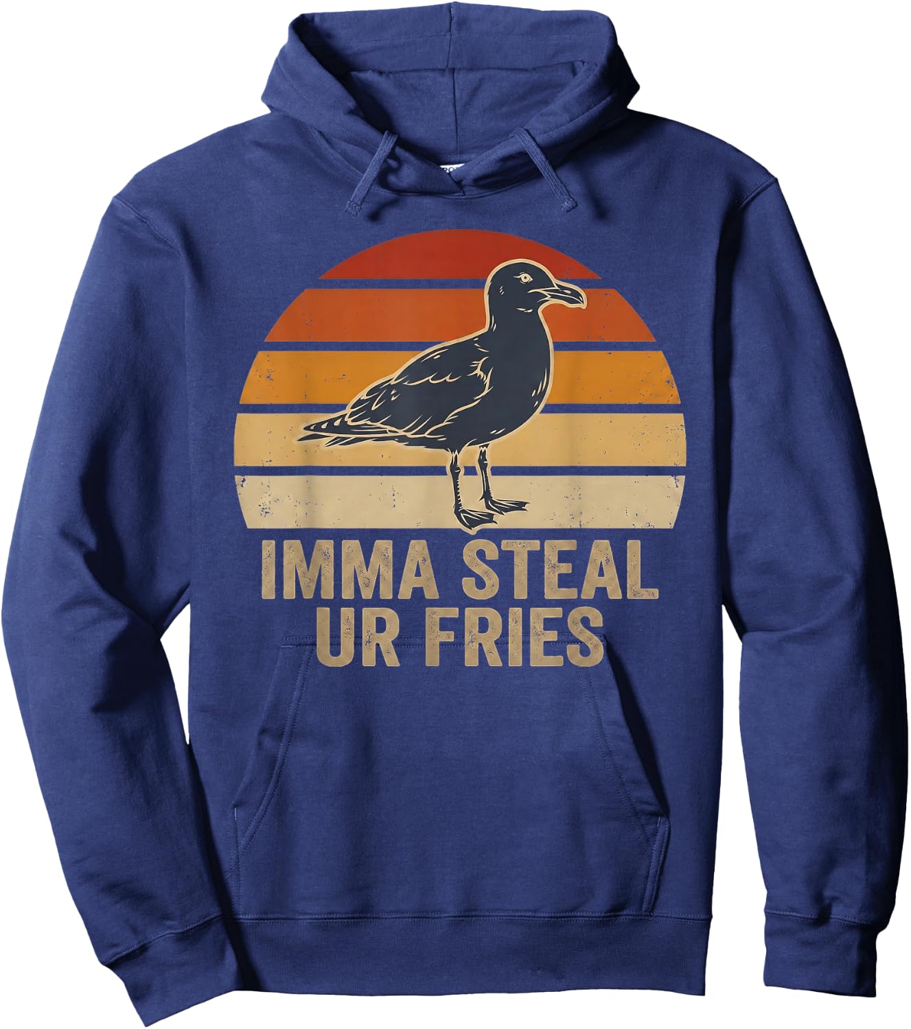 Imma Steal Ur Fries Funny Cute Seagull Bird Sunset Hoodie - Hoodie | Navy