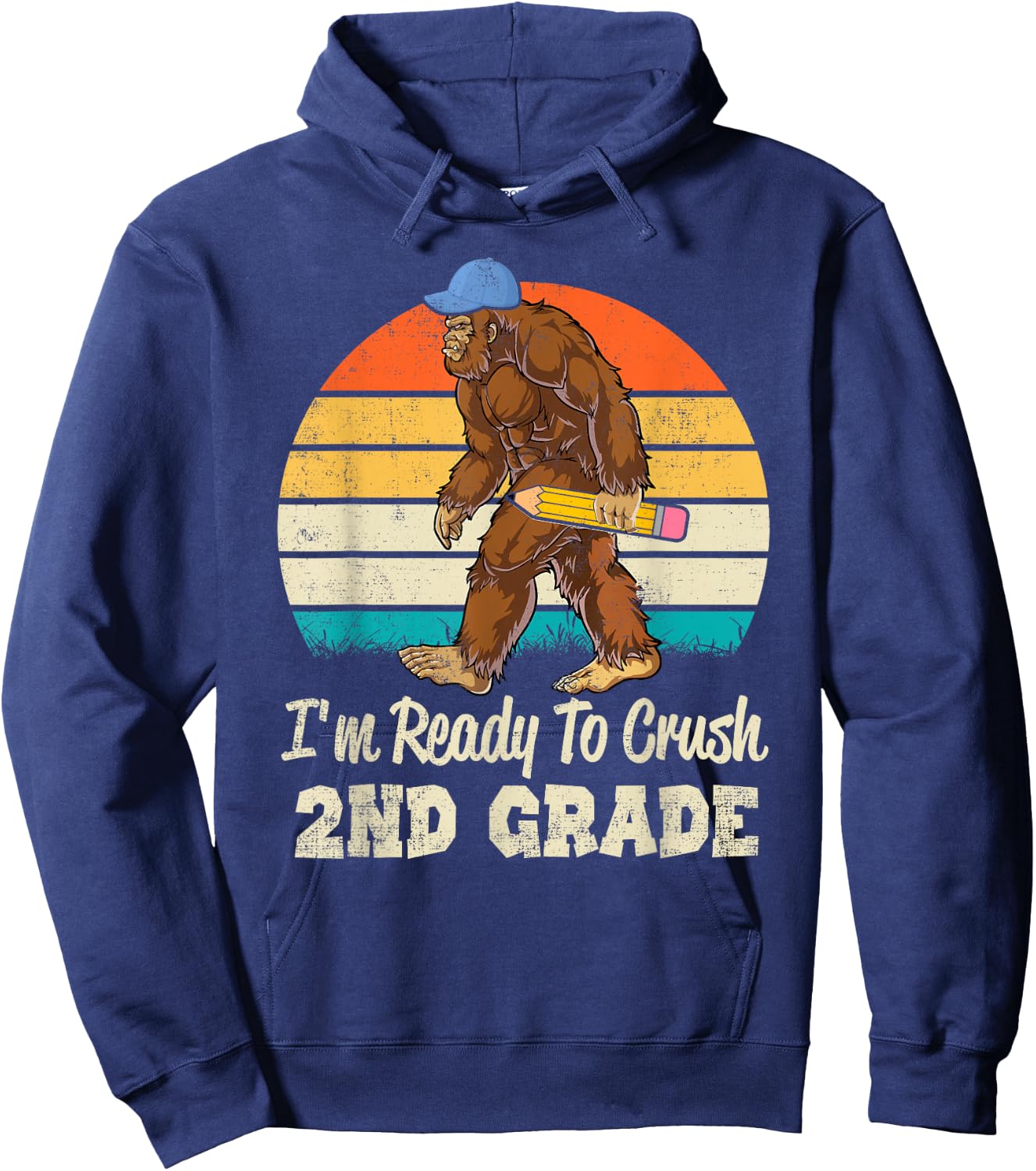 2nd Grade Bigfoot Sasquatch First Day Of School Second Grade Hoodie - Hoodie | Navy