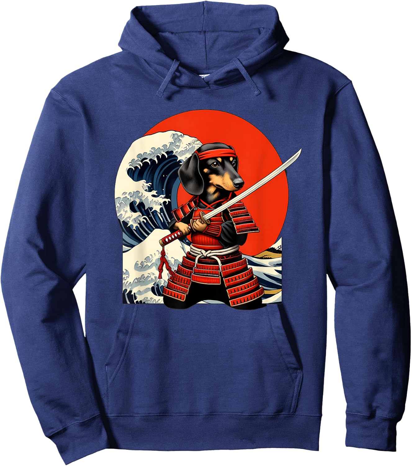 Otaku Weiner Dachshund Dog Samurai Hoodie - Hoodie | Navy
