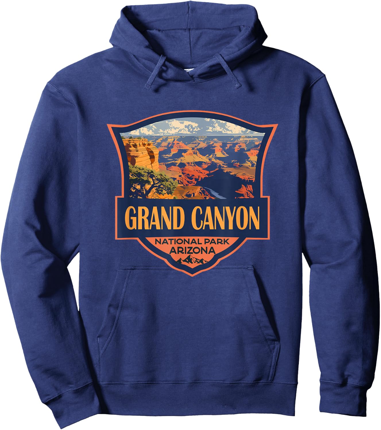 Grand Canyon National Park Illustration Retro Badge Hoodie - Hoodie | Navy