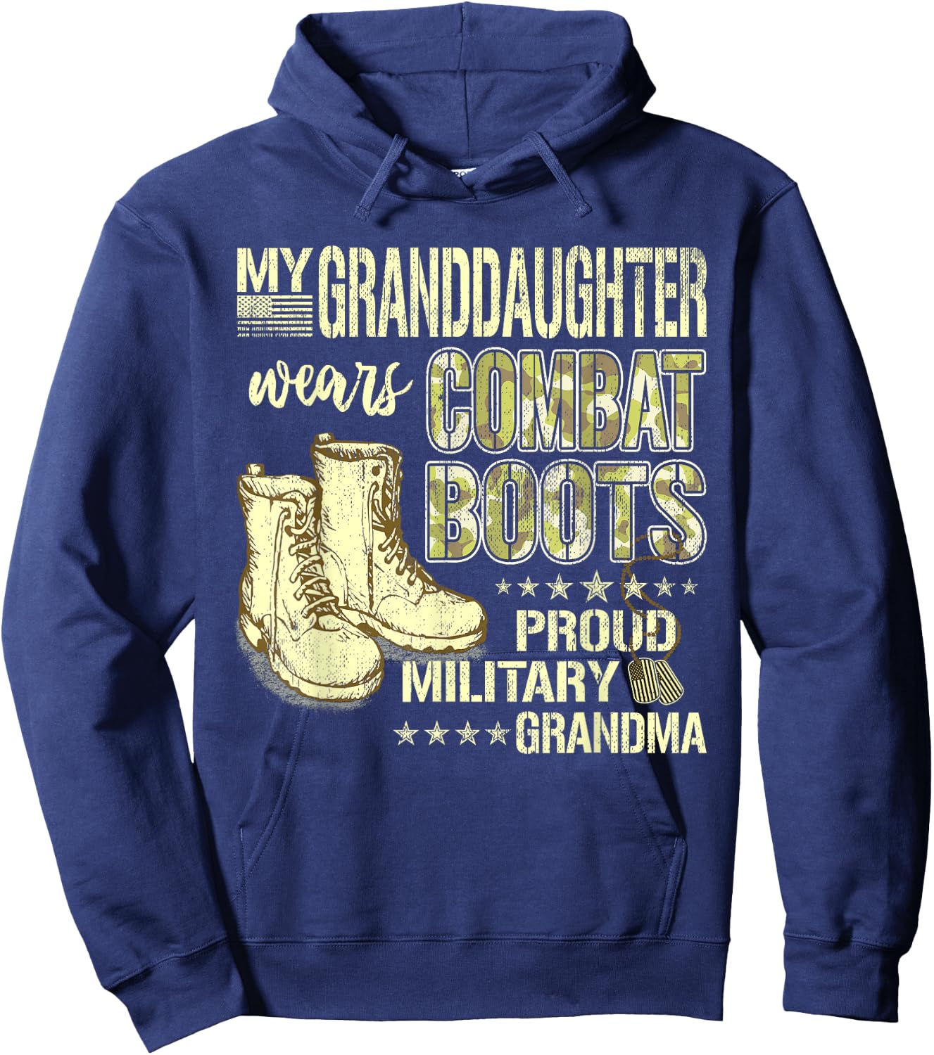 My Granddaughter Wears Combat Boots - Proud Military Grandma Hoodie - Hoodie | Navy