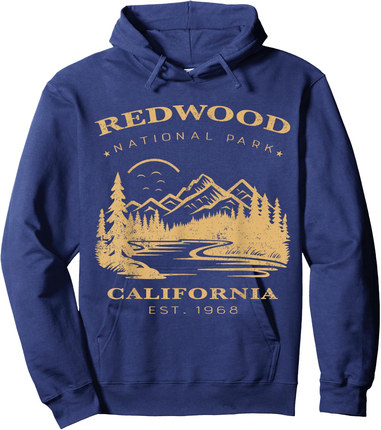 Retro Vintage Redwood National Park for kids Hiking Camping Hoodie - Hoodie | Navy