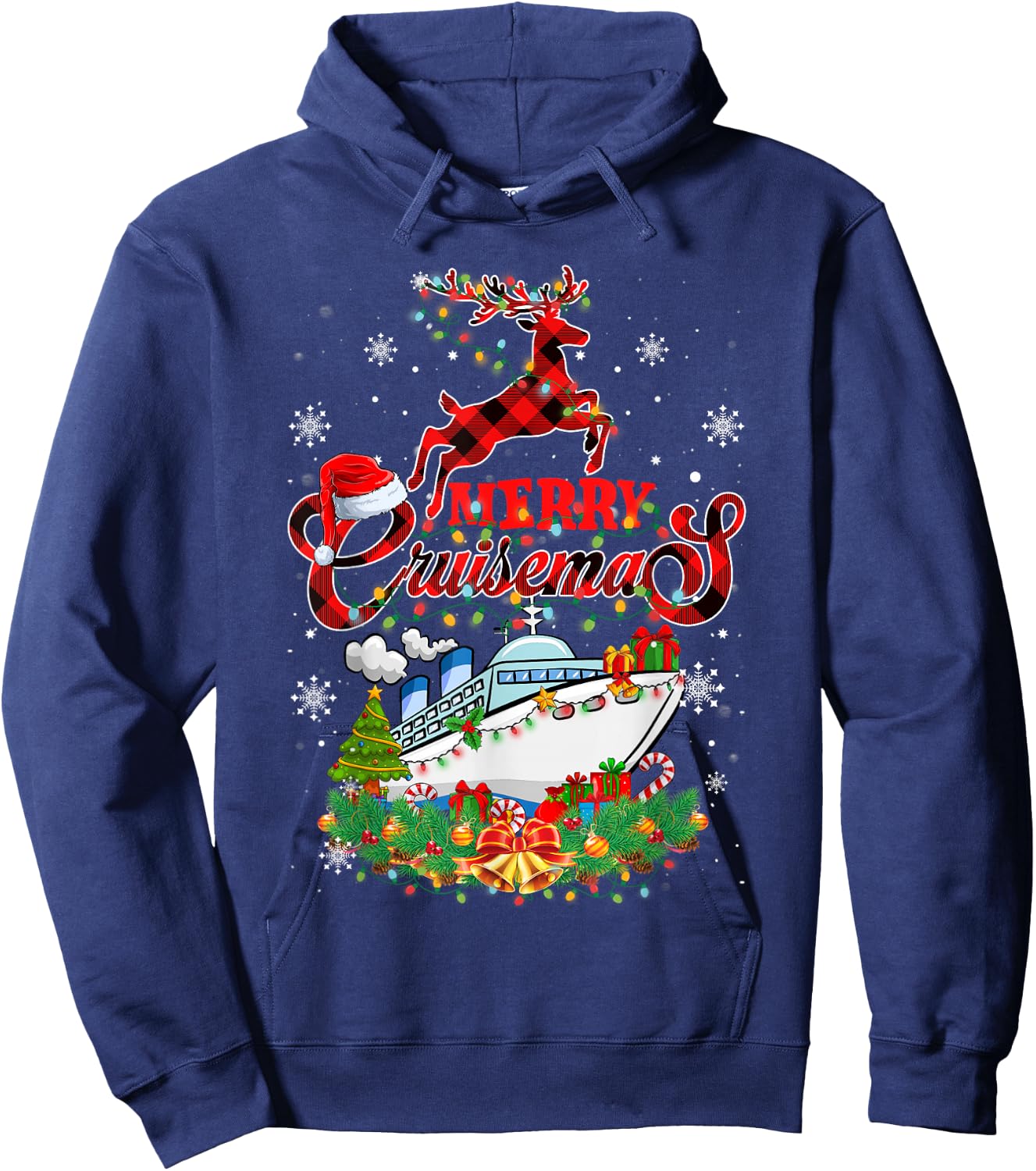 Merry Cruisemas 2025 Christmas Santa Reindeer Cruise Hoodie - Hoodie | Navy