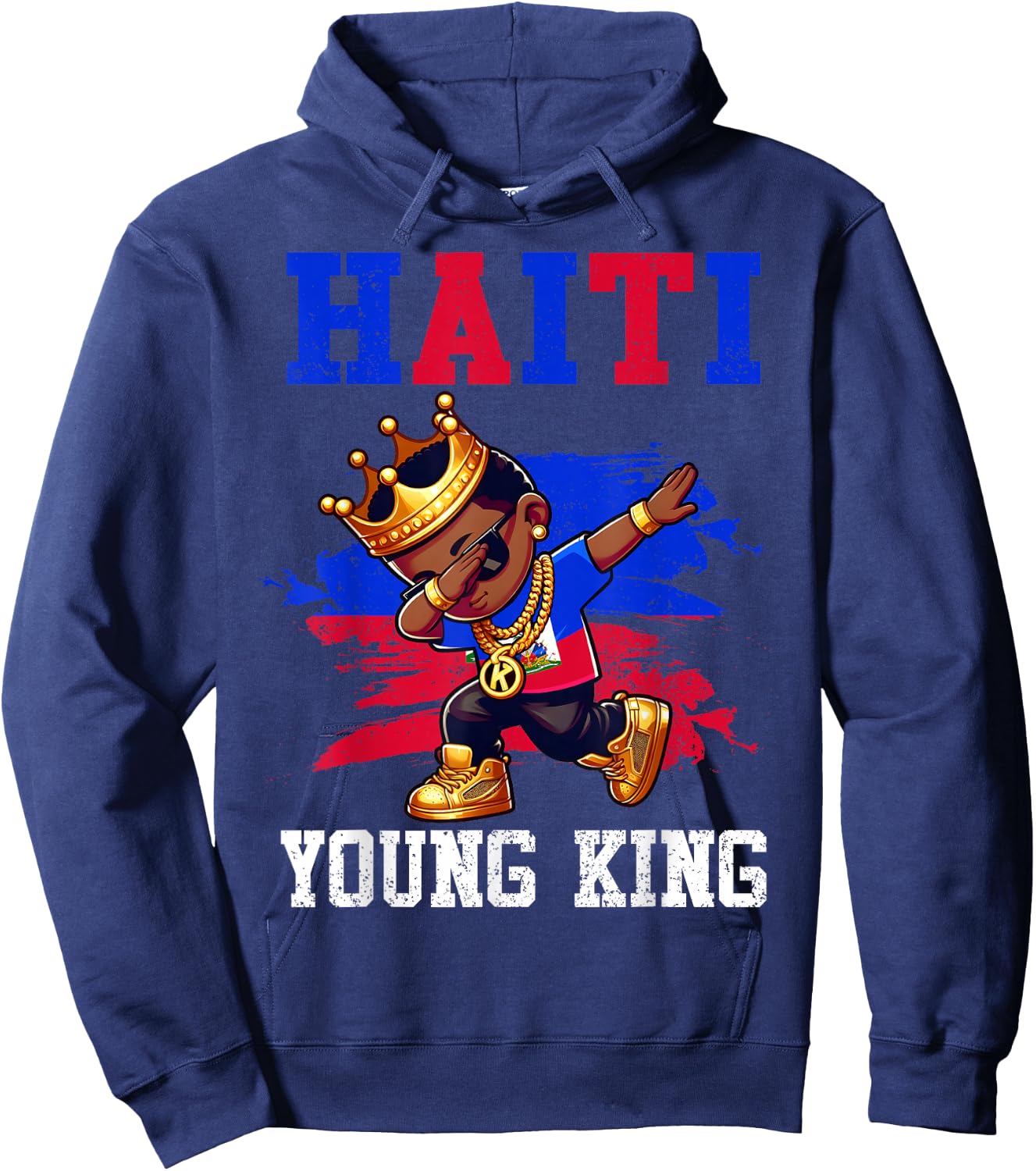 Haiti Young King Haitian Boy African Proud Haitian Flag Hoodie - Hoodie | Navy