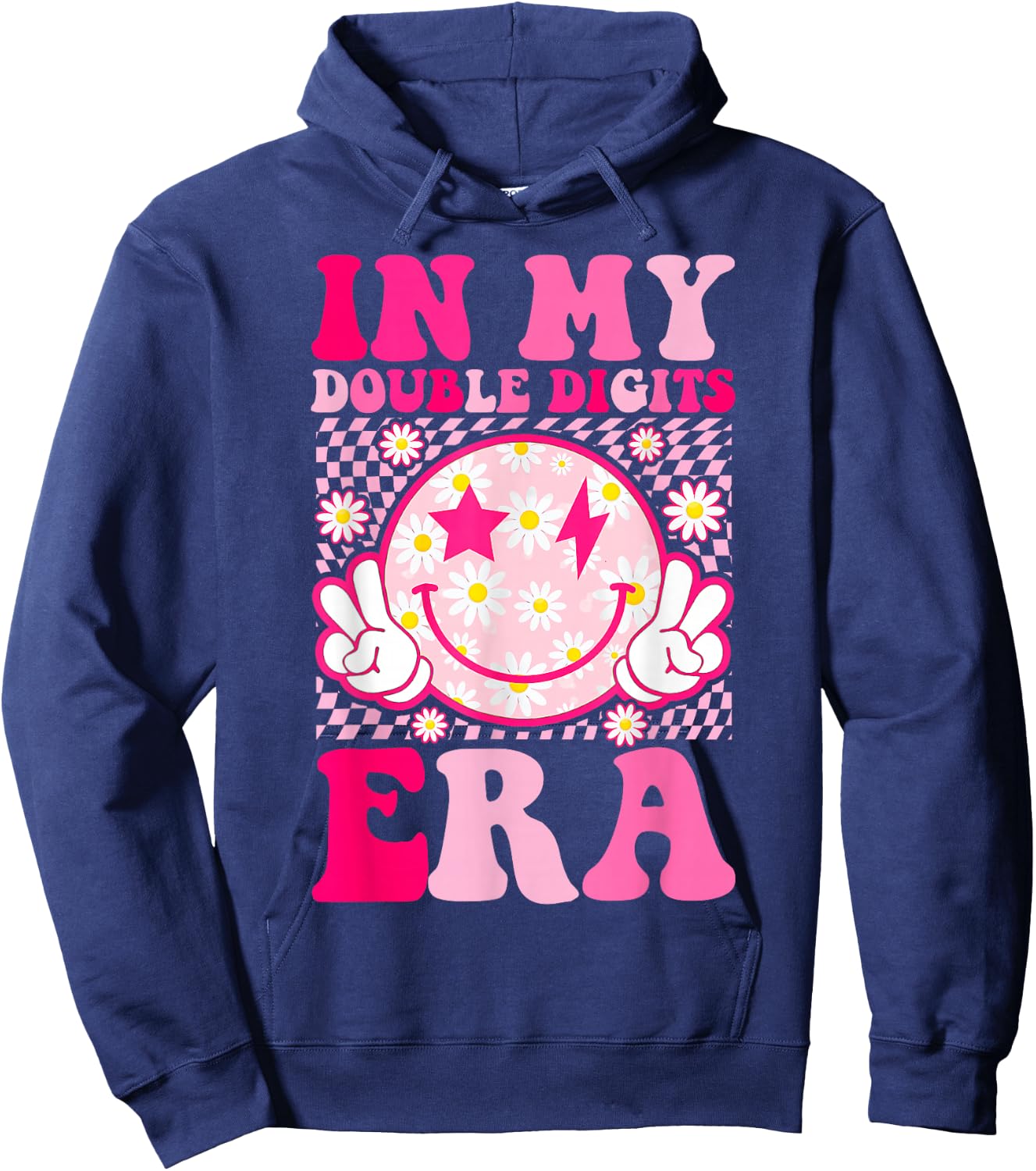 Birthday Happy Face Girls In My Double Digits Era Hoodie - Hoodie | Navy