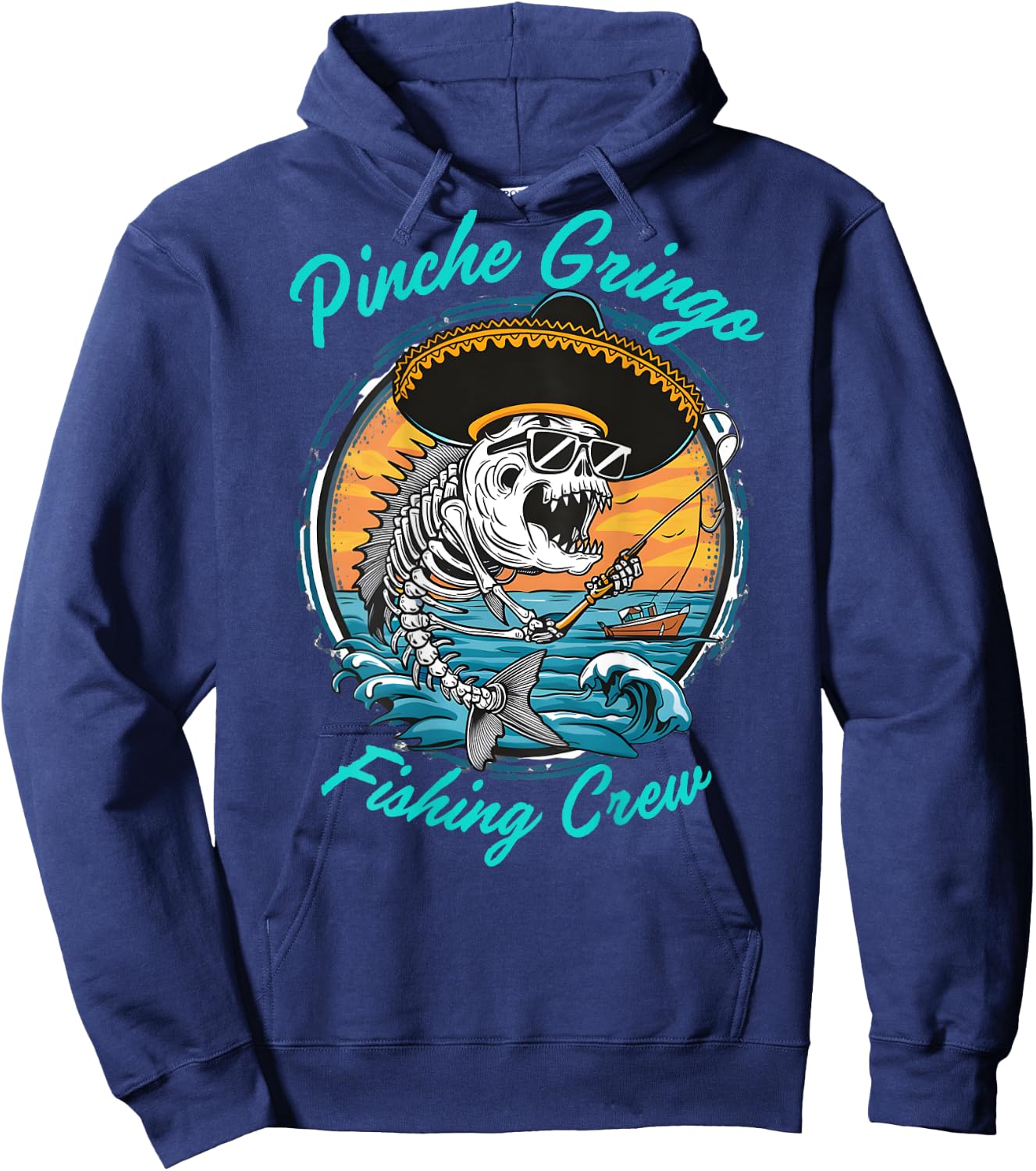 Pinche Gringo Fishing Crew (Back) Hoodie - Hoodie | Navy