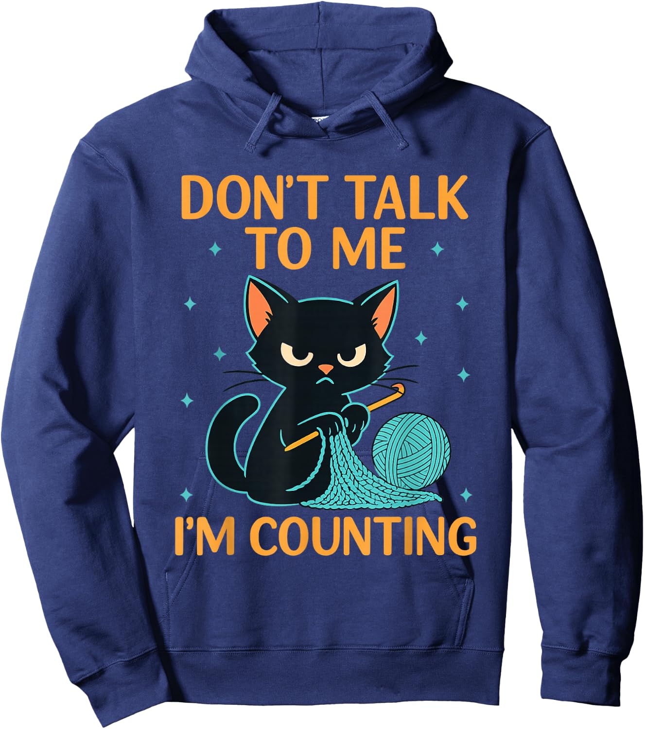 Crochet Cat Counting Stitches Design Humor Hoodie - Hoodie | Navy