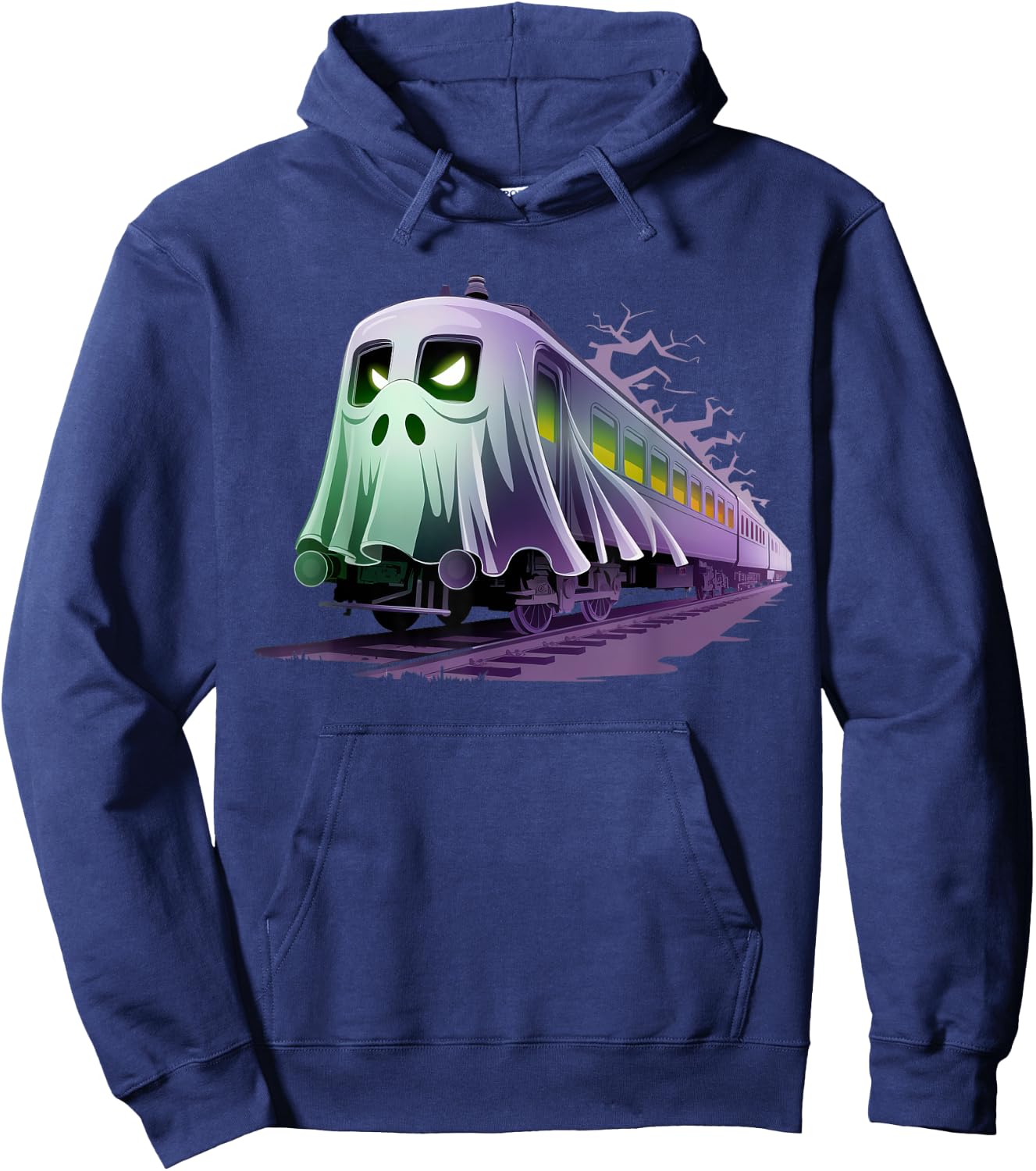 Scary Train Ghost Railroad Funny Halloween Boys Kids Hoodie - Hoodie | Navy