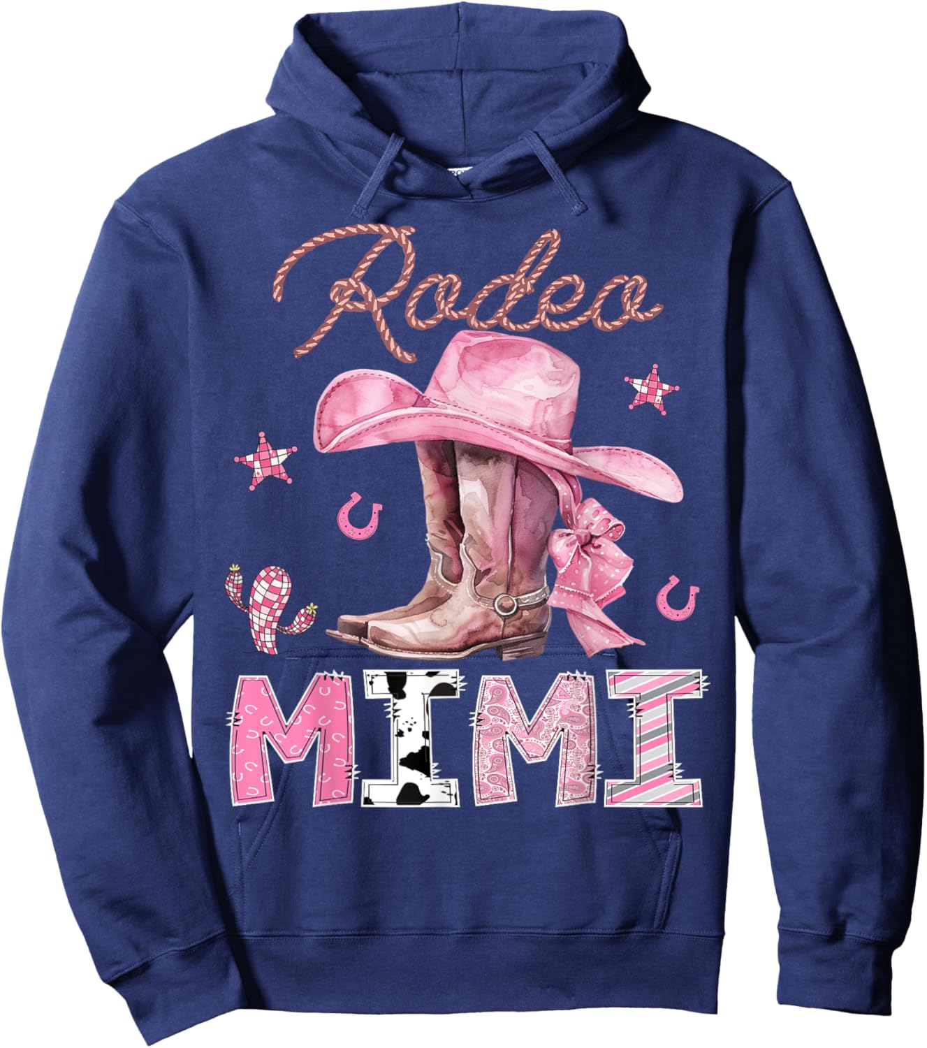Rodeo Mimi Pink Boots Coquette CowGirl Birthday Party Hoodie - Hoodie | Navy