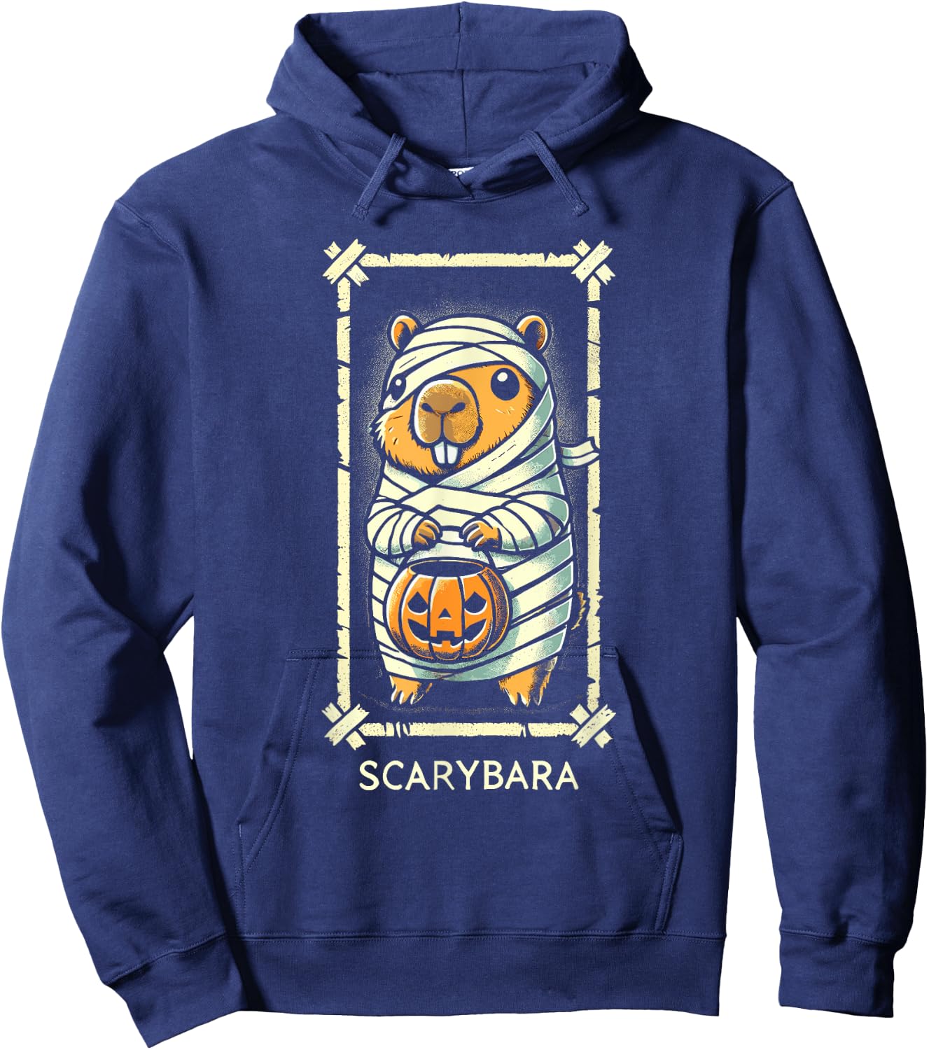 Cute Capybara Mummy Trick or Treat Halloween Funny Capybara Hoodie - Hoodie | Navy