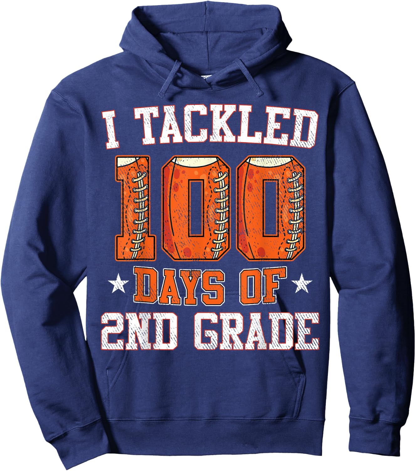 I Tackled 100 Days Of 2nd Grade Football 100 Days Of School Hoodie - Hoodie | Navy