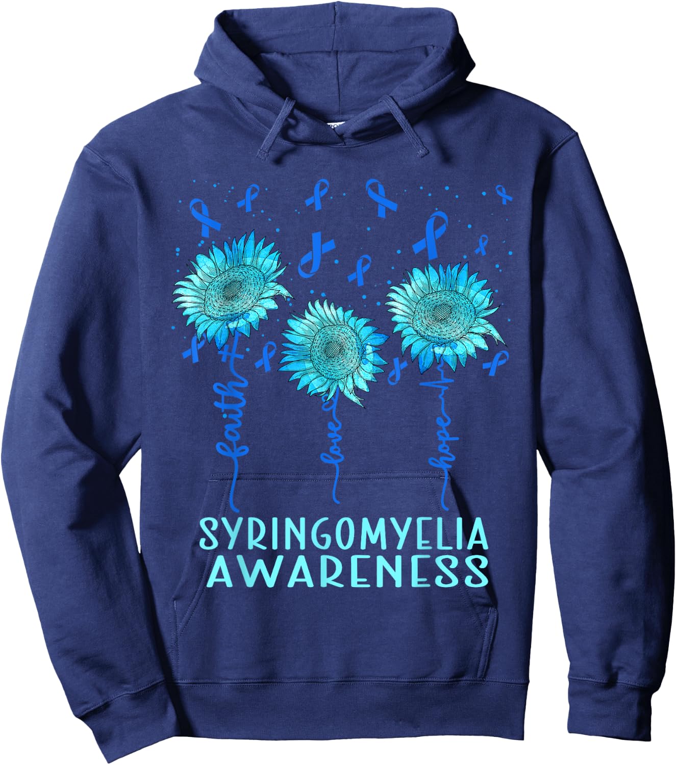 Syringomyelia Awareness, Faith love hope Hoodie - Hoodie | Navy