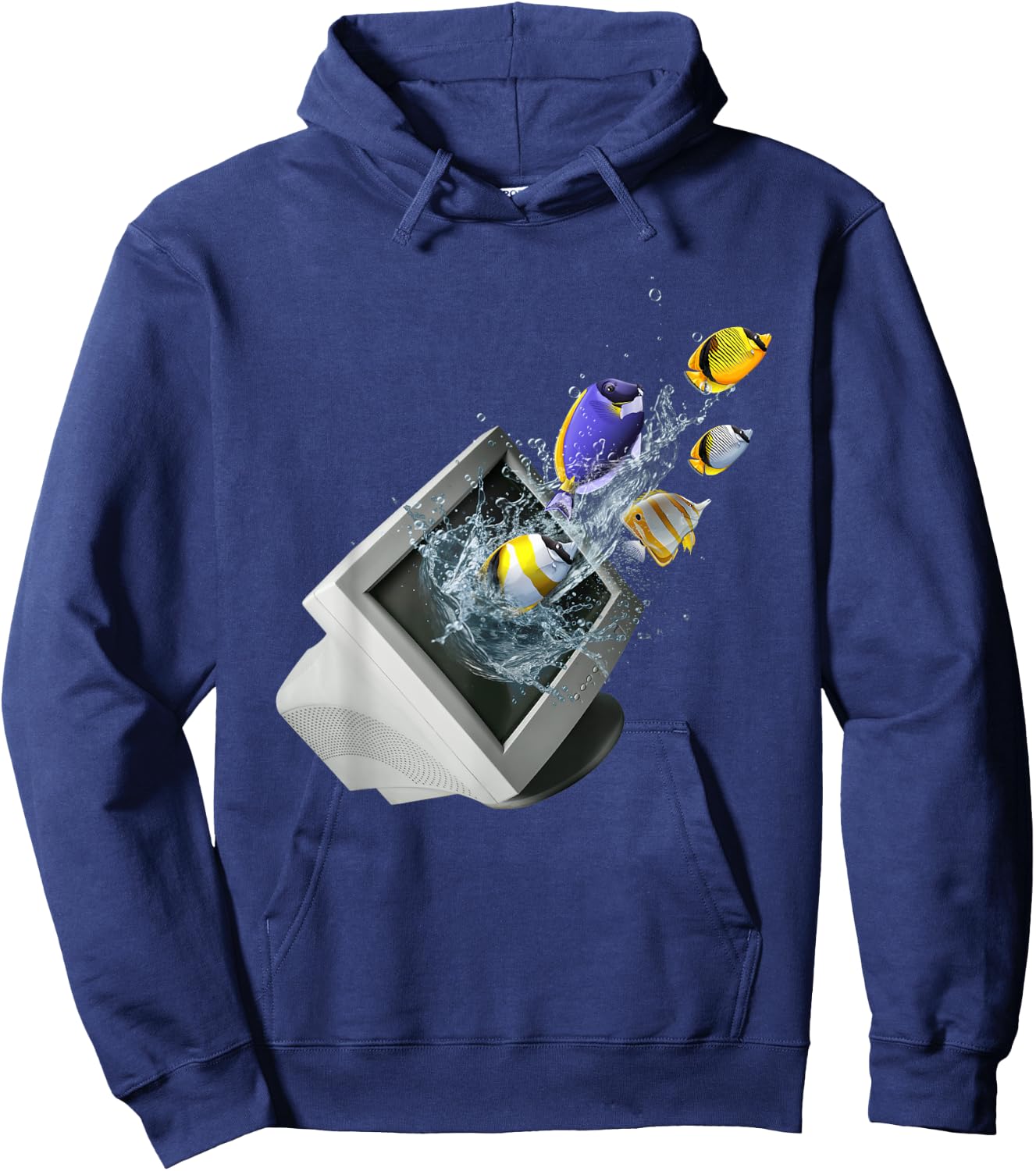 Frutiger Aero Aesthetic Tech Computer Aquarium Fishes Hoodie - Hoodie | Navy