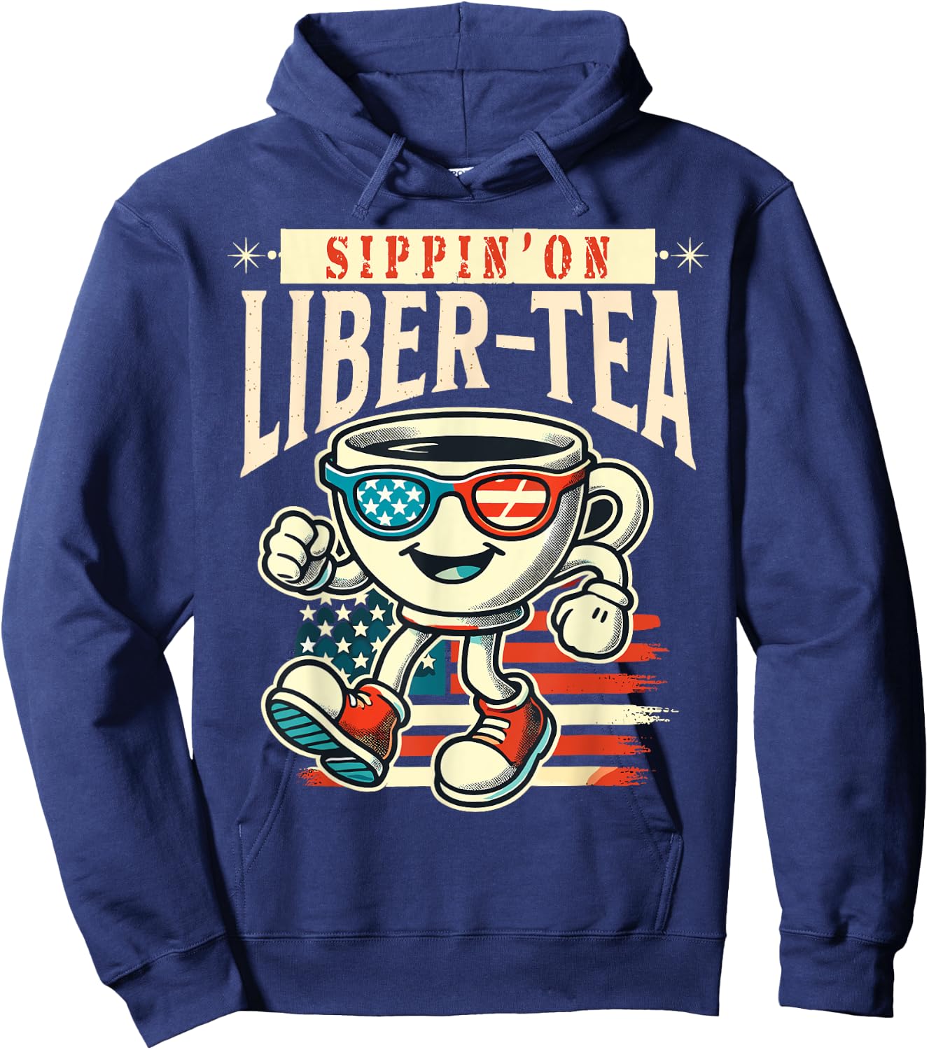 Sippin' On Liber-Tea Retro Vintage Design Hoodie - Hoodie | Navy