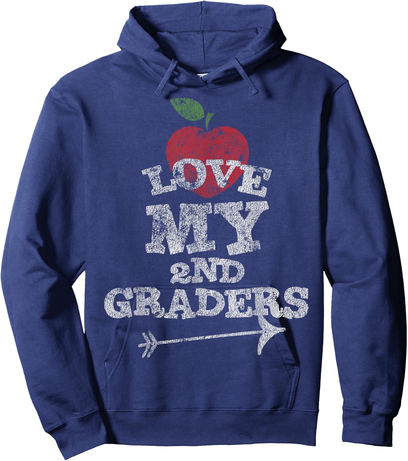 Love My 2nd Graders Second Grade Teacher Distressed Hoodie - Hoodie | Navy