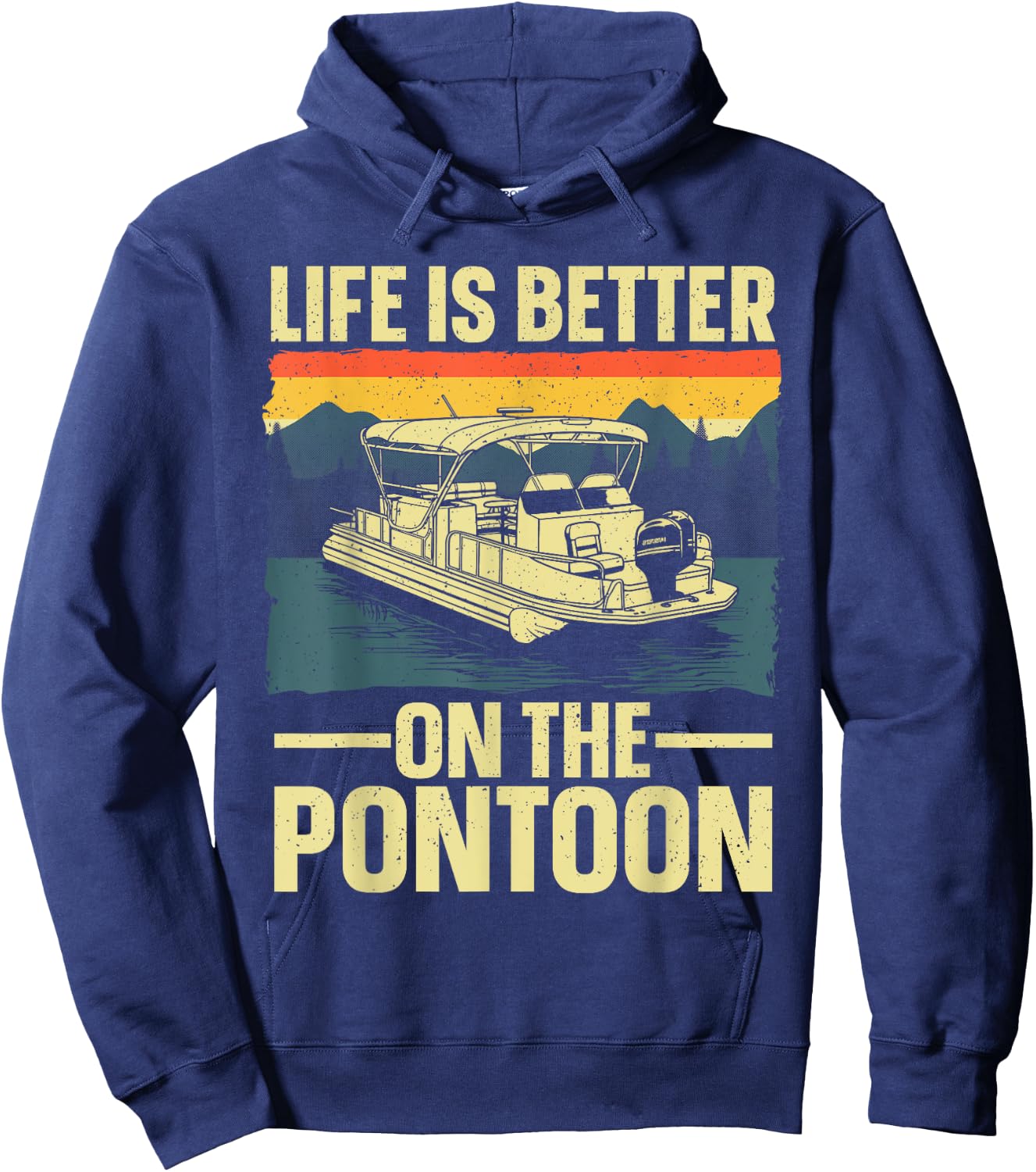 Funny Pontoon Boat Art Women Boating Pontoon Captain Hoodie - Hoodie | Navy