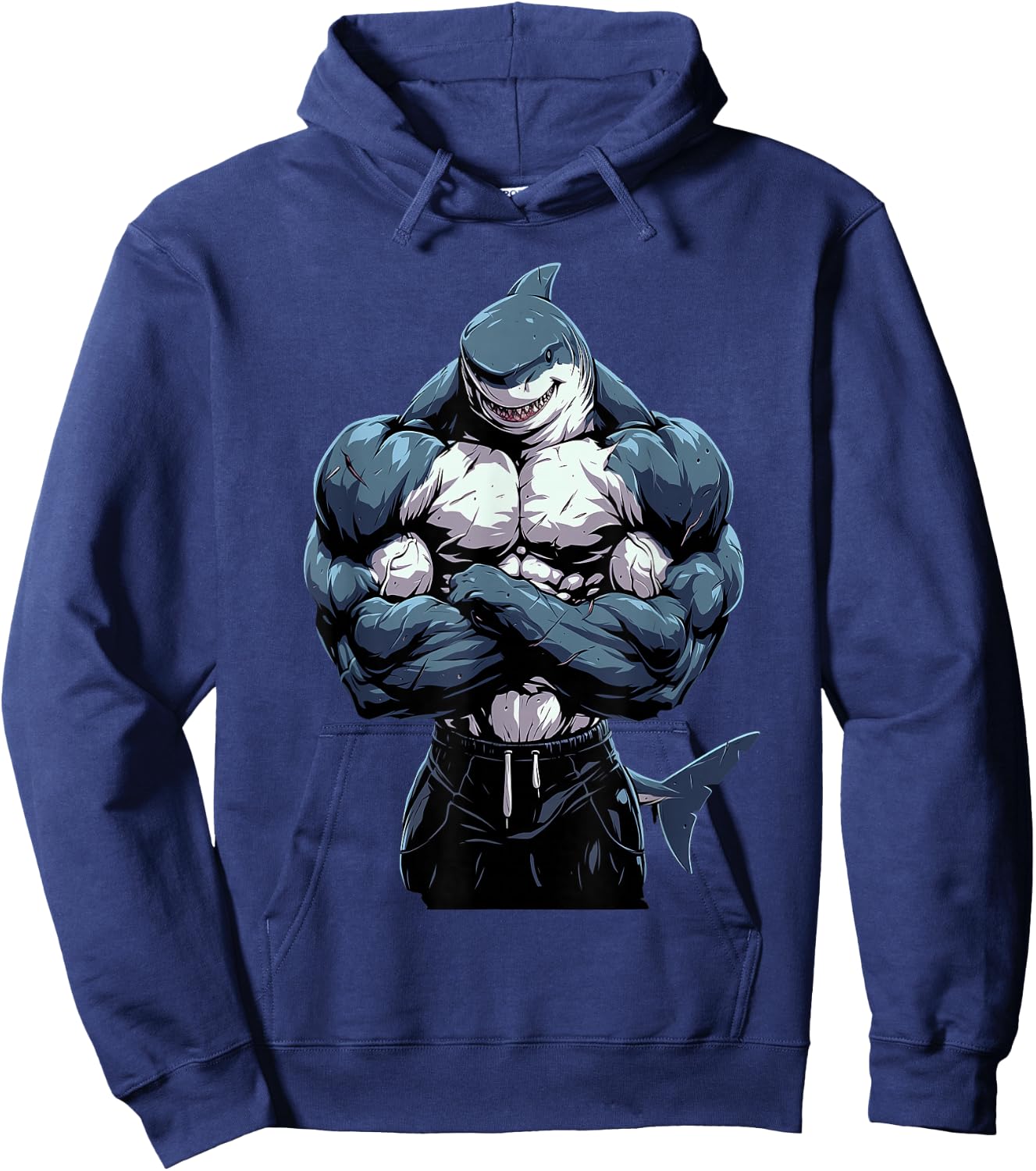 Body Builder Shark With Muscles Hoodie - Hoodie | Navy