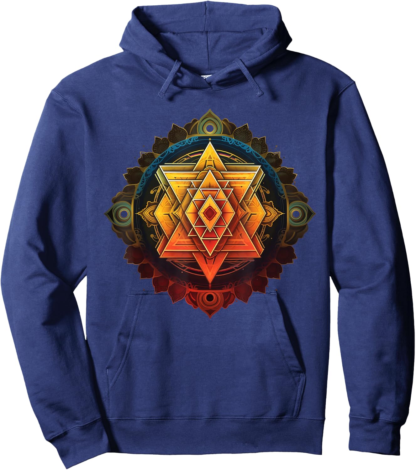 Sri Yantra Sacred Geometry Spiritual Healing Hoodie - Hoodie | Navy