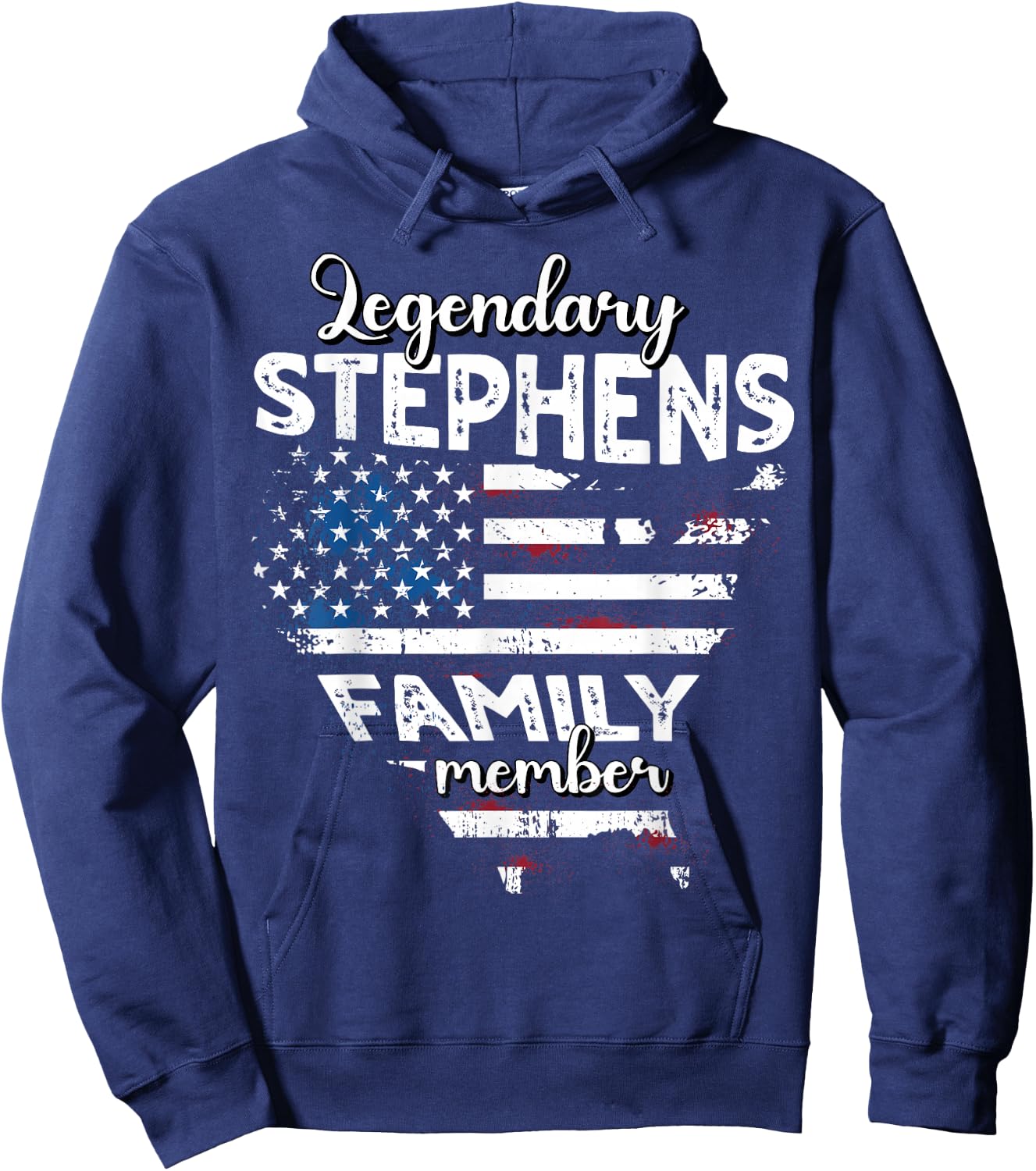 Surname Stephens US Flag Stephens Last Name Stephens Hoodie - Hoodie | Navy