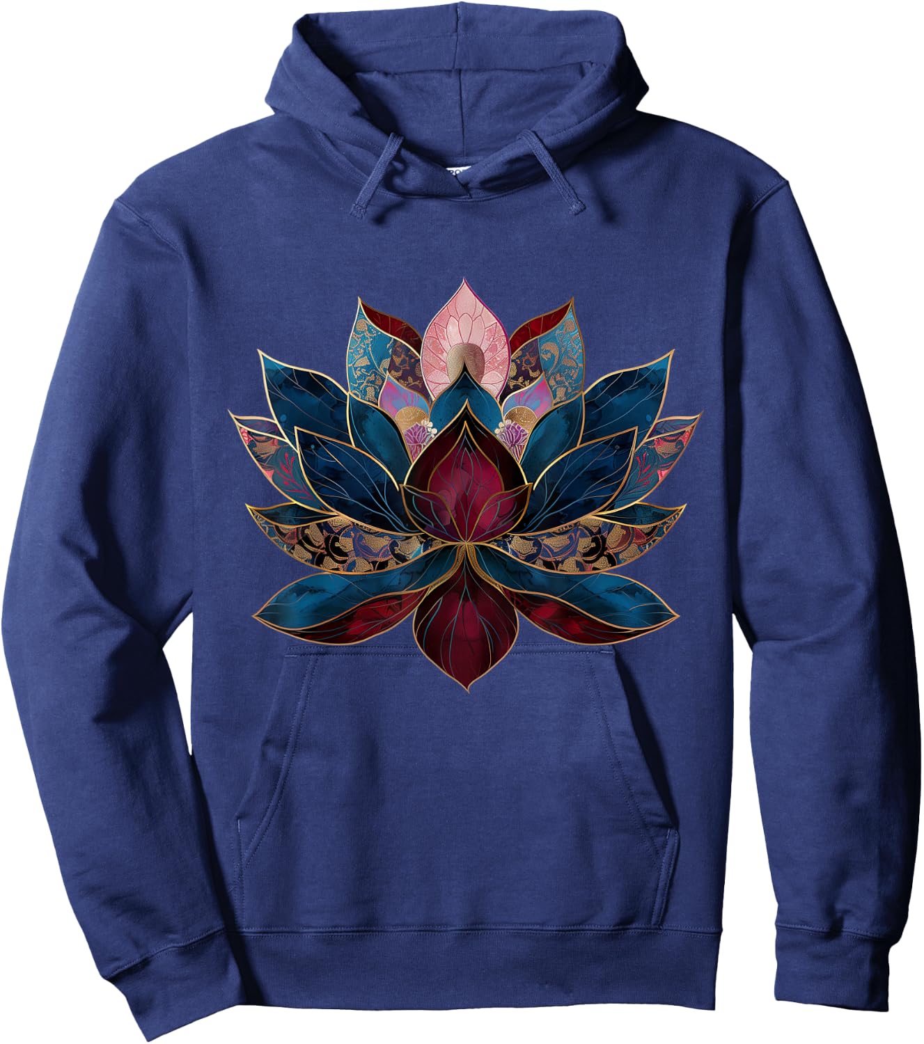 Lotus Flower Vintage Japanese Zen Buddhist Buddhism Yoga Hoodie - Hoodie | Navy