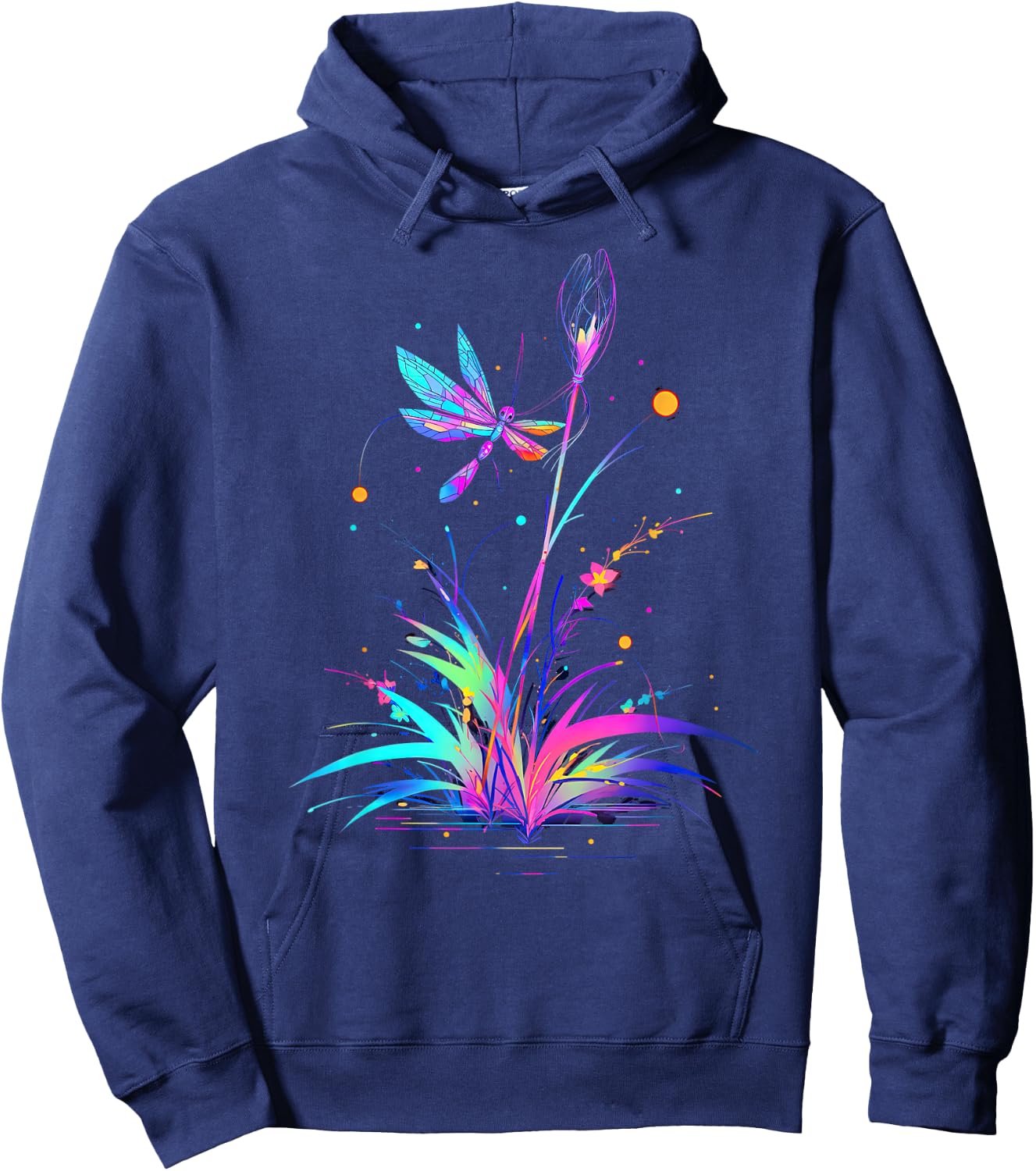 Dandelion Puff Ball with Dragonfly Hoodie - Hoodie | Navy