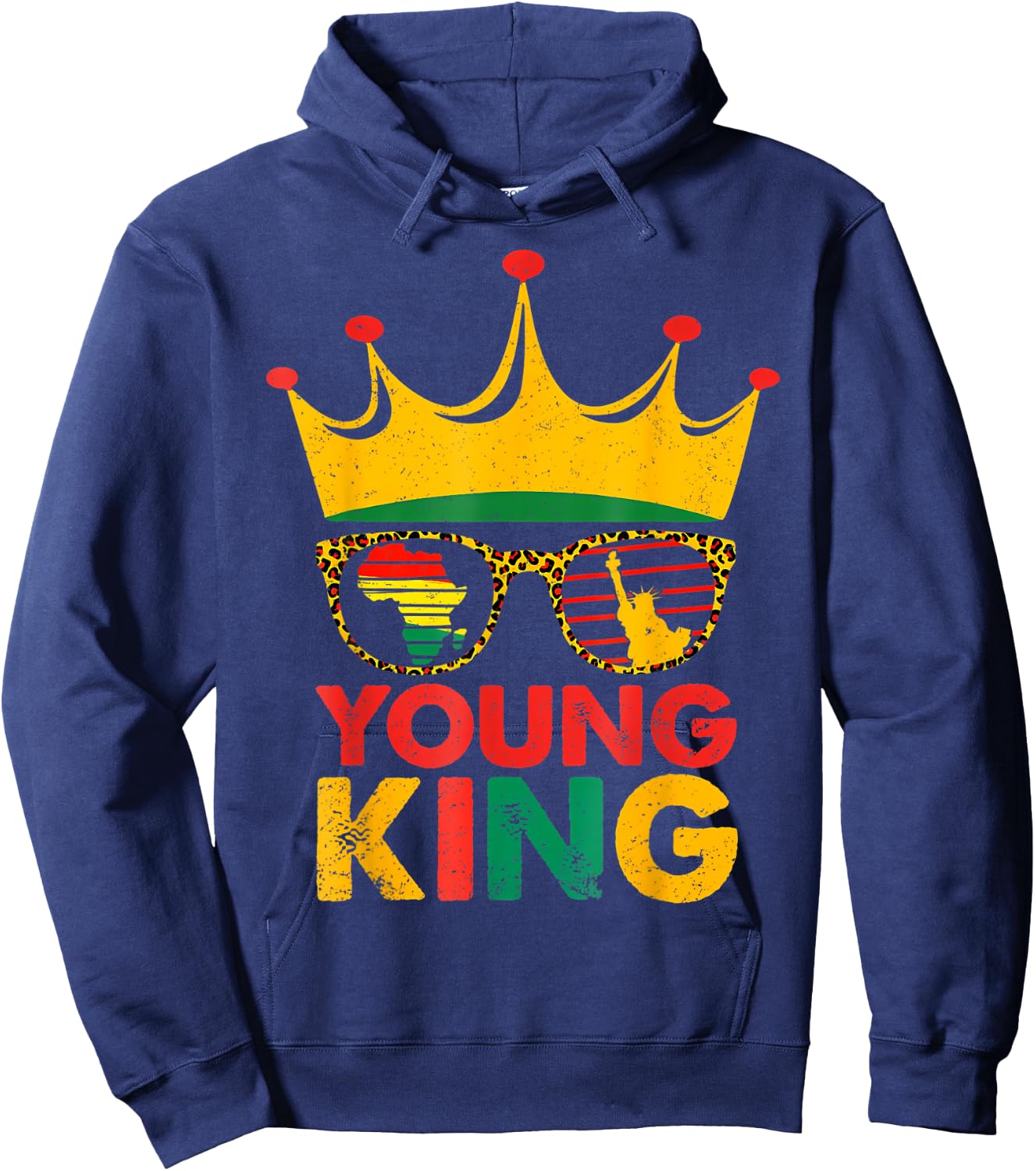 Young King Crown African American Kids Boys 1865 Juneteenth Hoodie - Hoodie | Navy