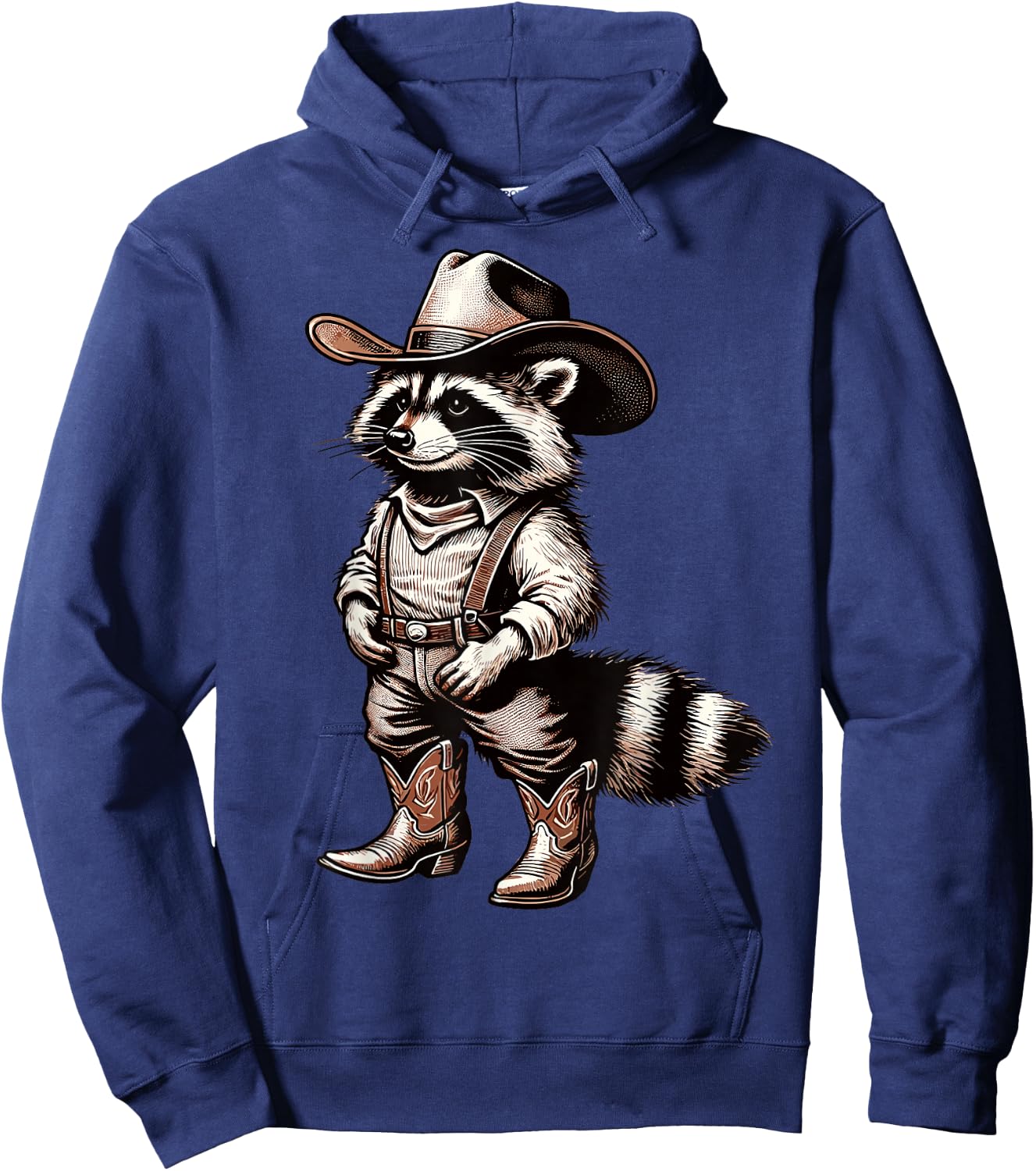 Funny Graphic Raccoon Cowboy Cowgirl Country Western Rodeo Hoodie - Hoodie | Navy