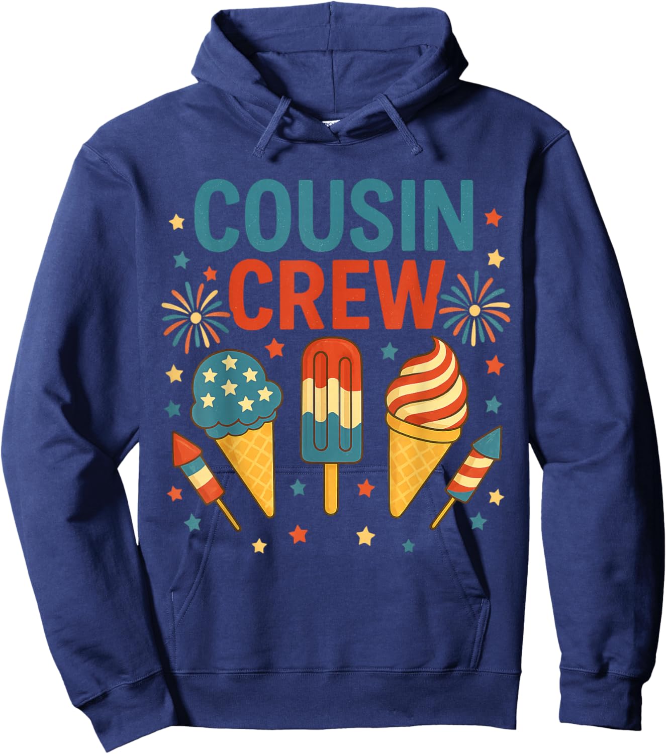 Cute Cousin Crew Ice Cream Patriotic Fourth July Family Hoodie - Hoodie | Navy