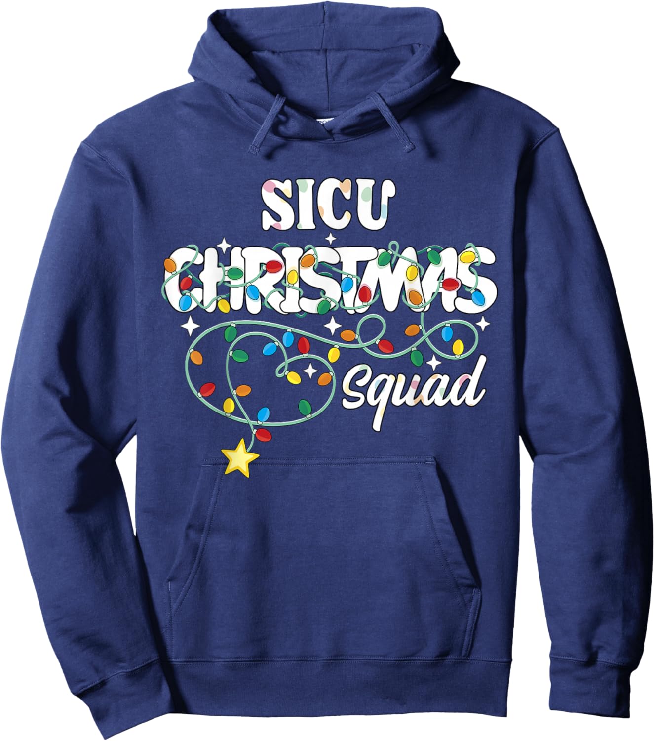 SICU Christmas Squad CNA NP Surgical ICU Nurse Techs Hoodie - Hoodie | Navy