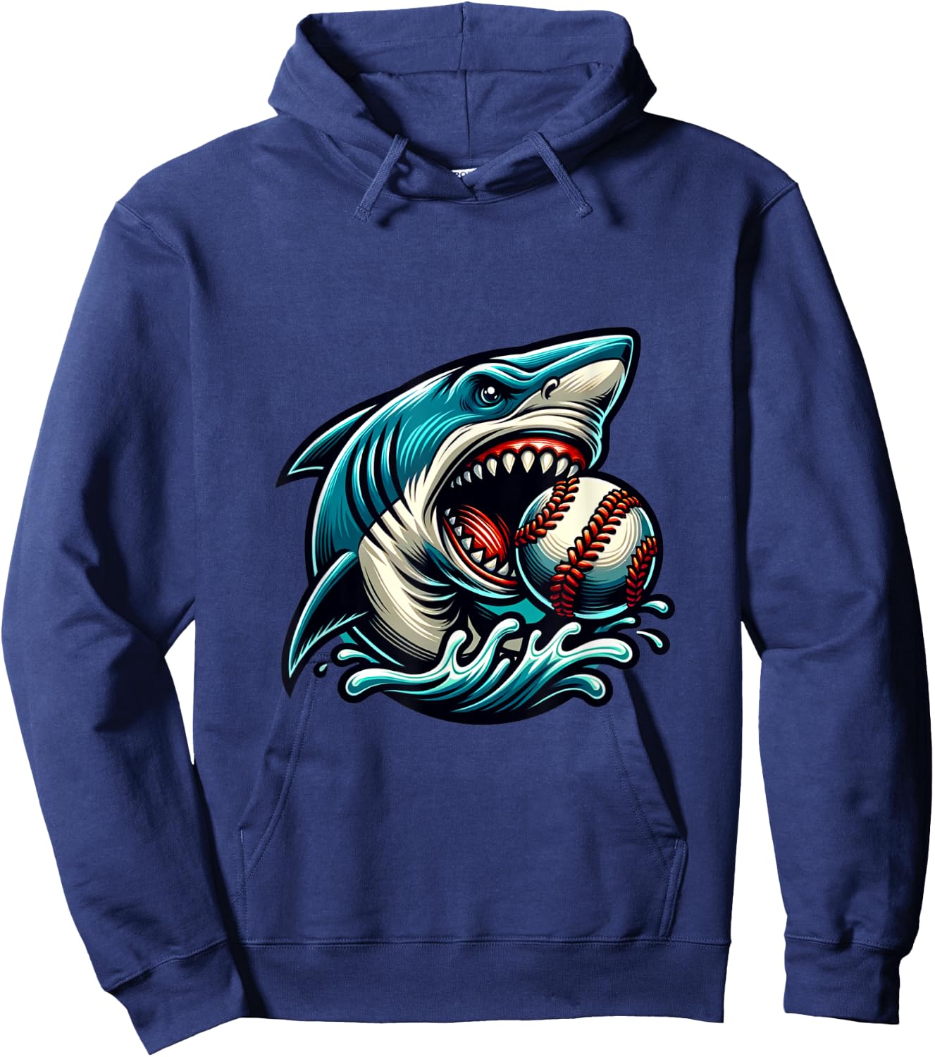 Baseball Shark Lover Summer Sport Shark Bite Hoodie - Hoodie | Navy