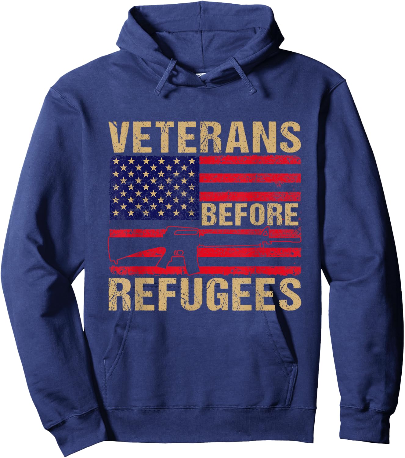 Veterans Before Refugees, Military, Happy Veterans Day Hoodie - Hoodie | Navy