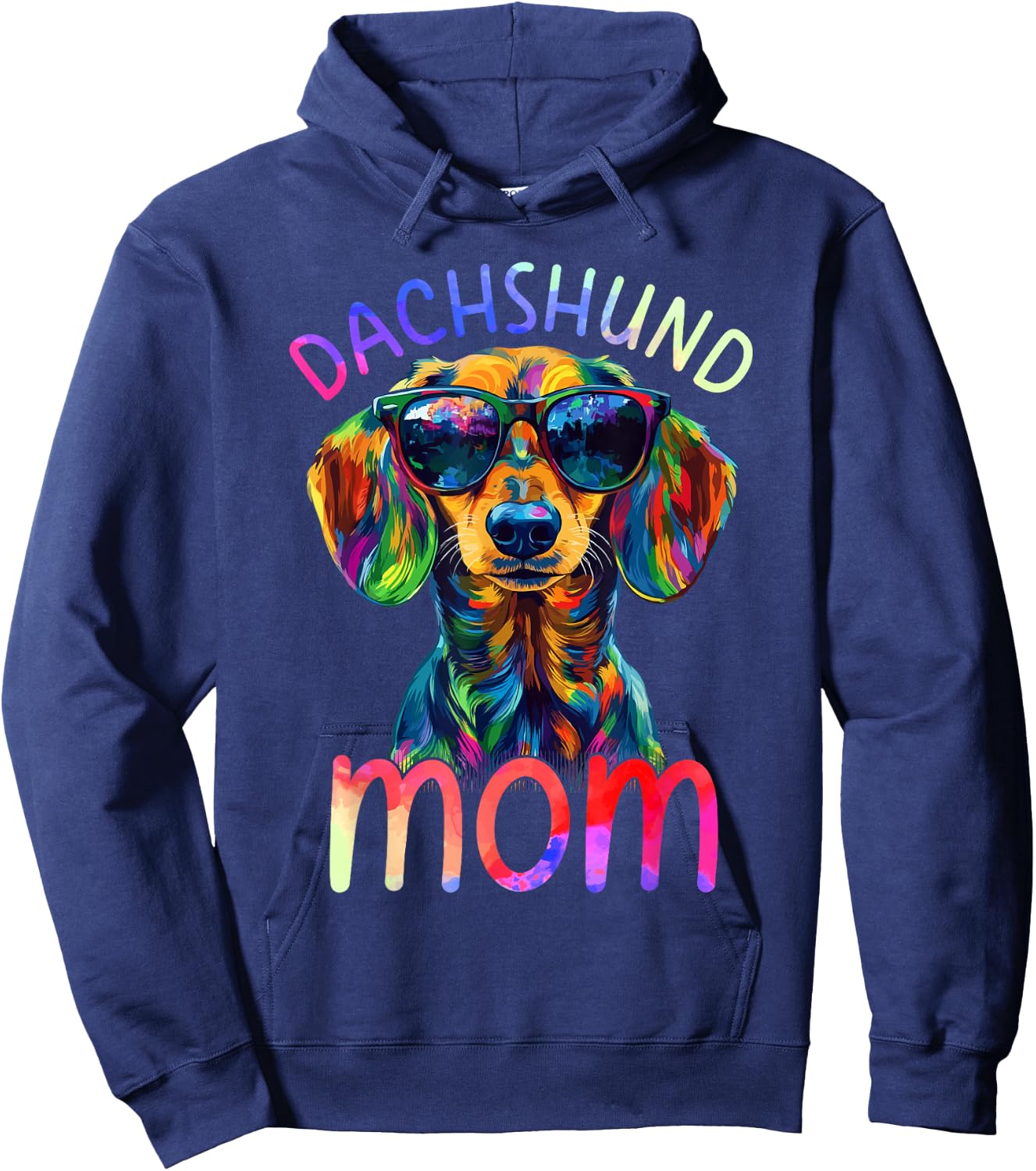 Dachshund Mom Colorful Pop Art Dachshund Dog Hoodie - Hoodie | Navy