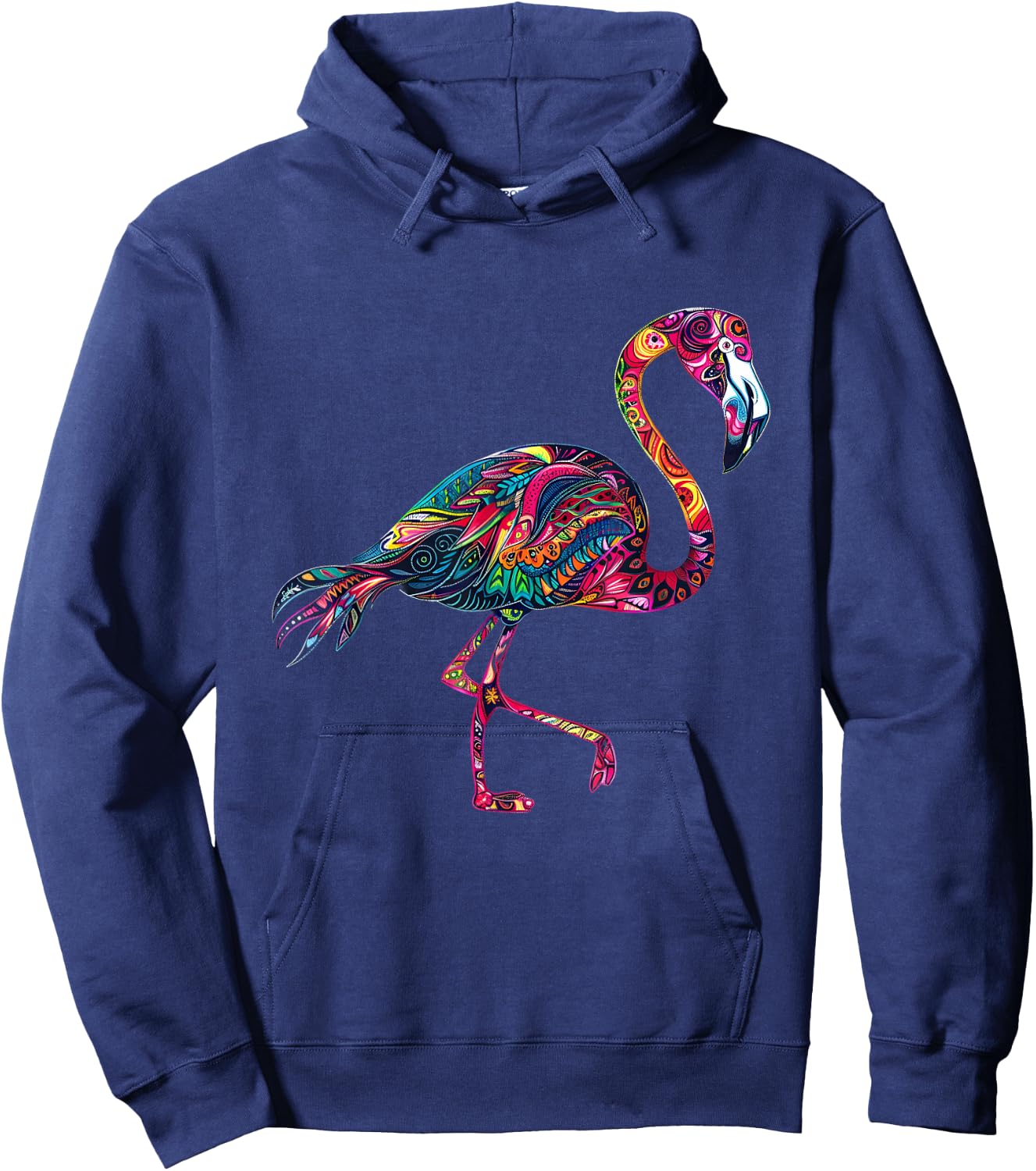 Pink Flamingo Bird Animal Print Colourful Motif Artwork Hoodie - Hoodie | Navy