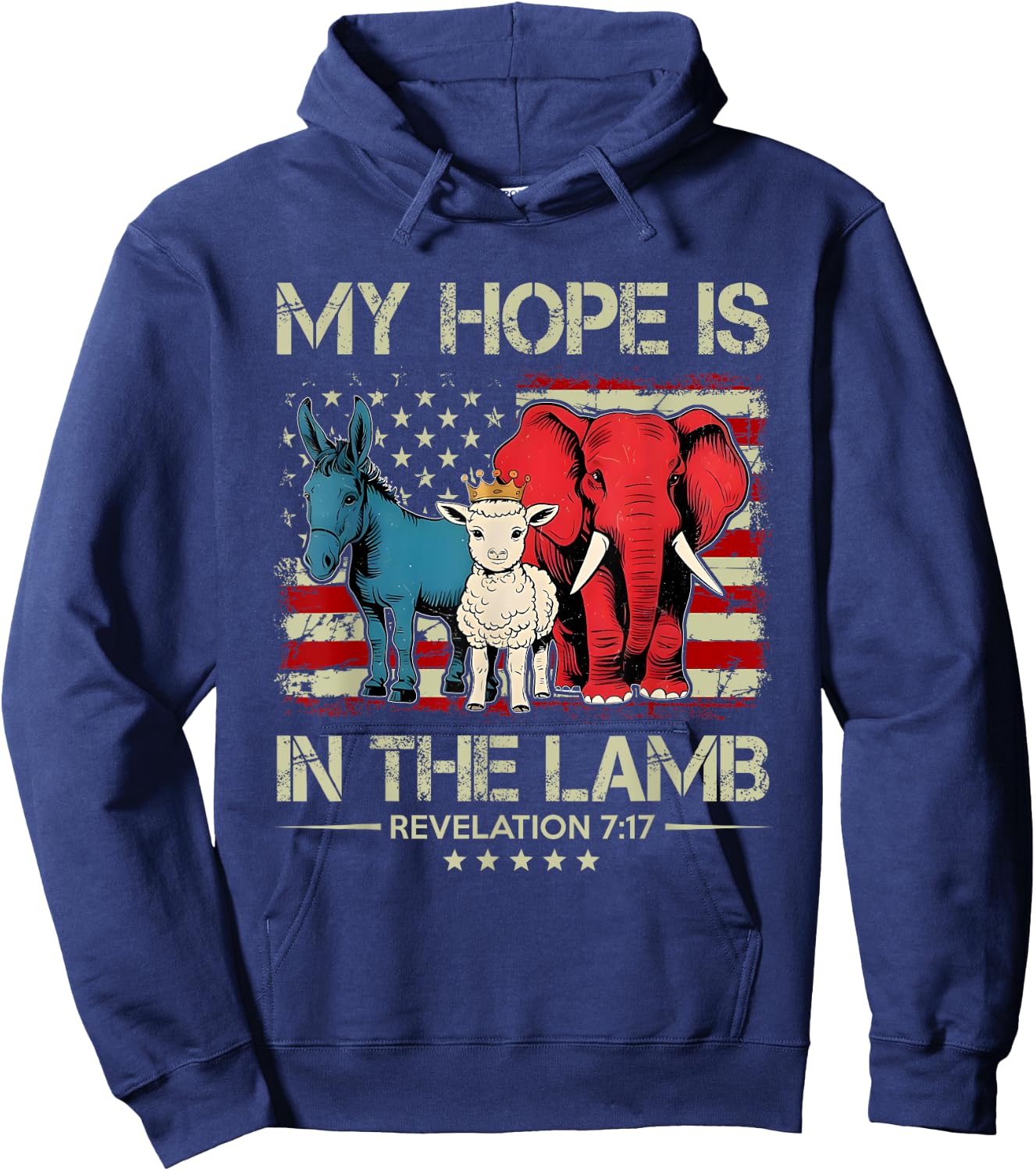 My Hope is in the Lamb Elephant Donkey USA Funny Scripture Hoodie - Hoodie | Navy