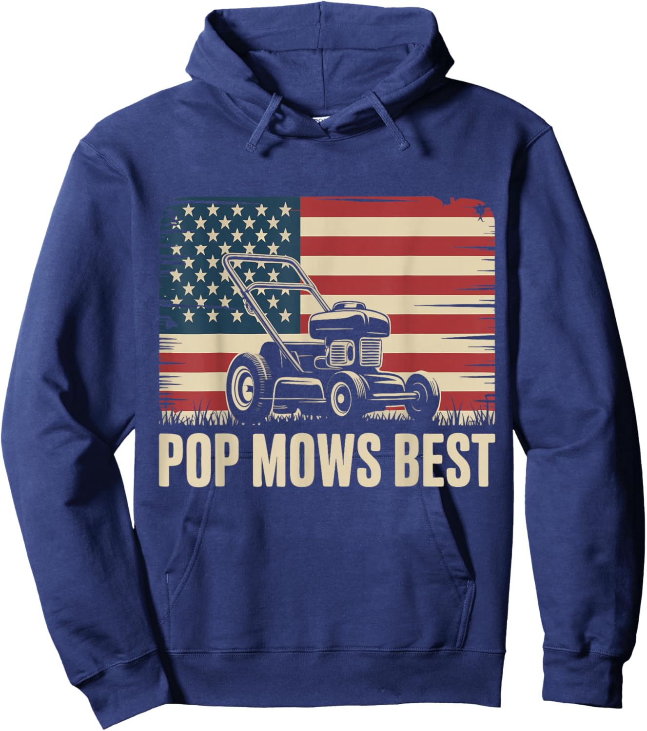 Pop Mows Best Lawn Care Dad Mowing Gardener Father's Day Hoodie - Hoodie | Navy