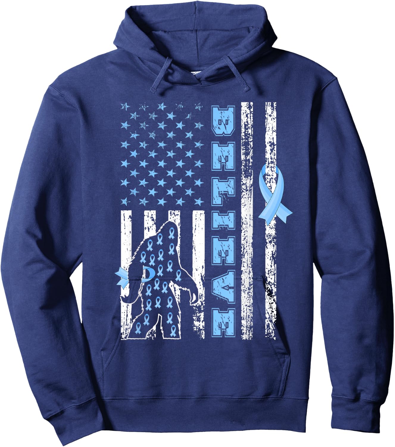 Believe Bigfoot Prostate Cancer Awareness US Flag Hoodie - Hoodie | Navy
